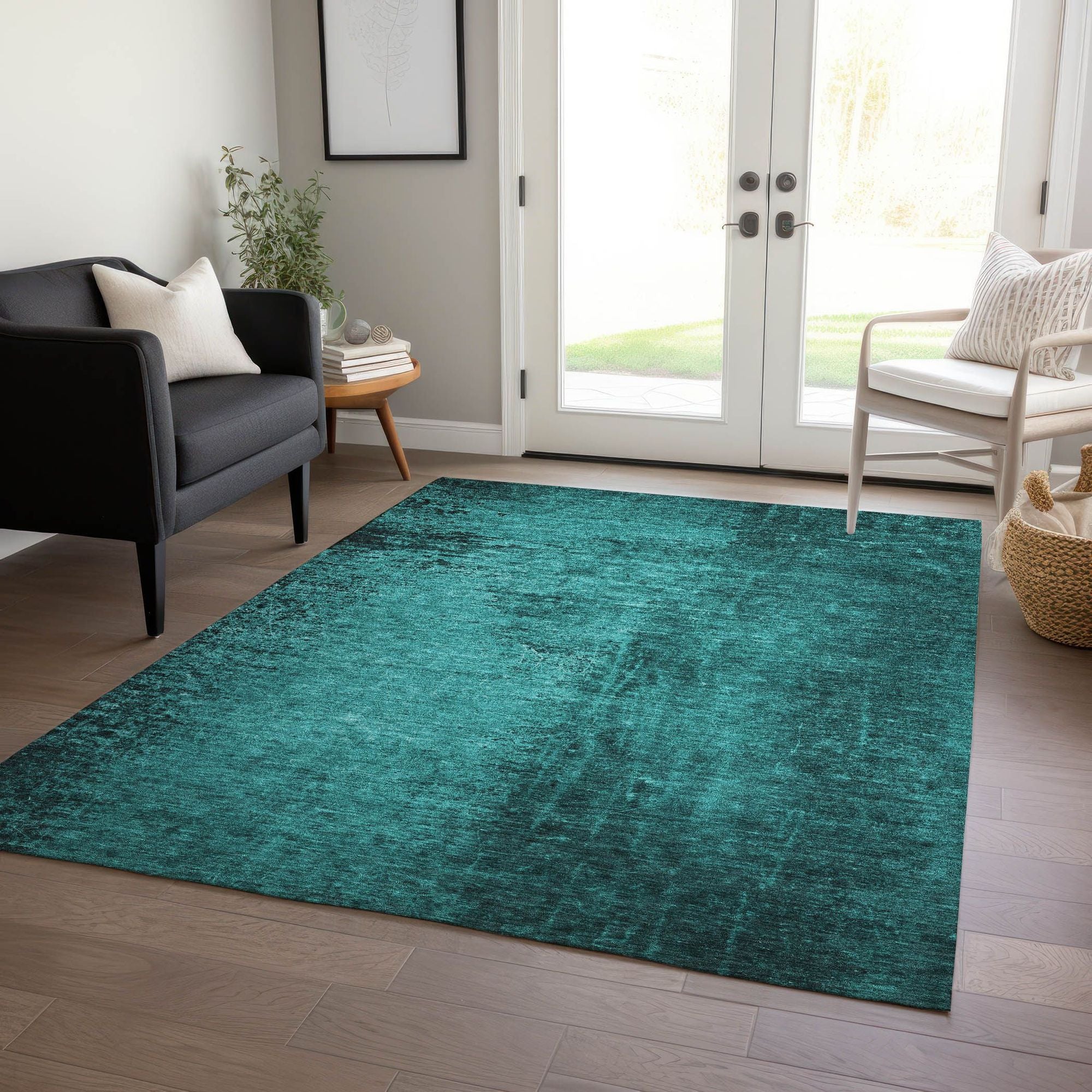 Machine Made ACN554 Teal Rugs