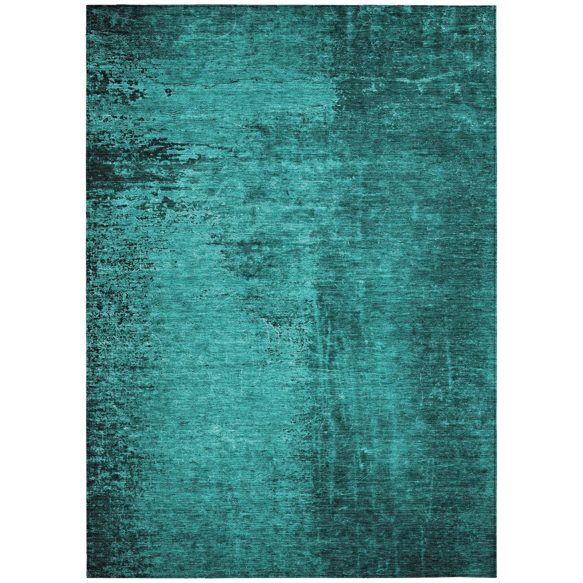 Machine Washable Teal Rug - Indoor / Outdoor - Kids / Pet Friendly Organic Print Rug