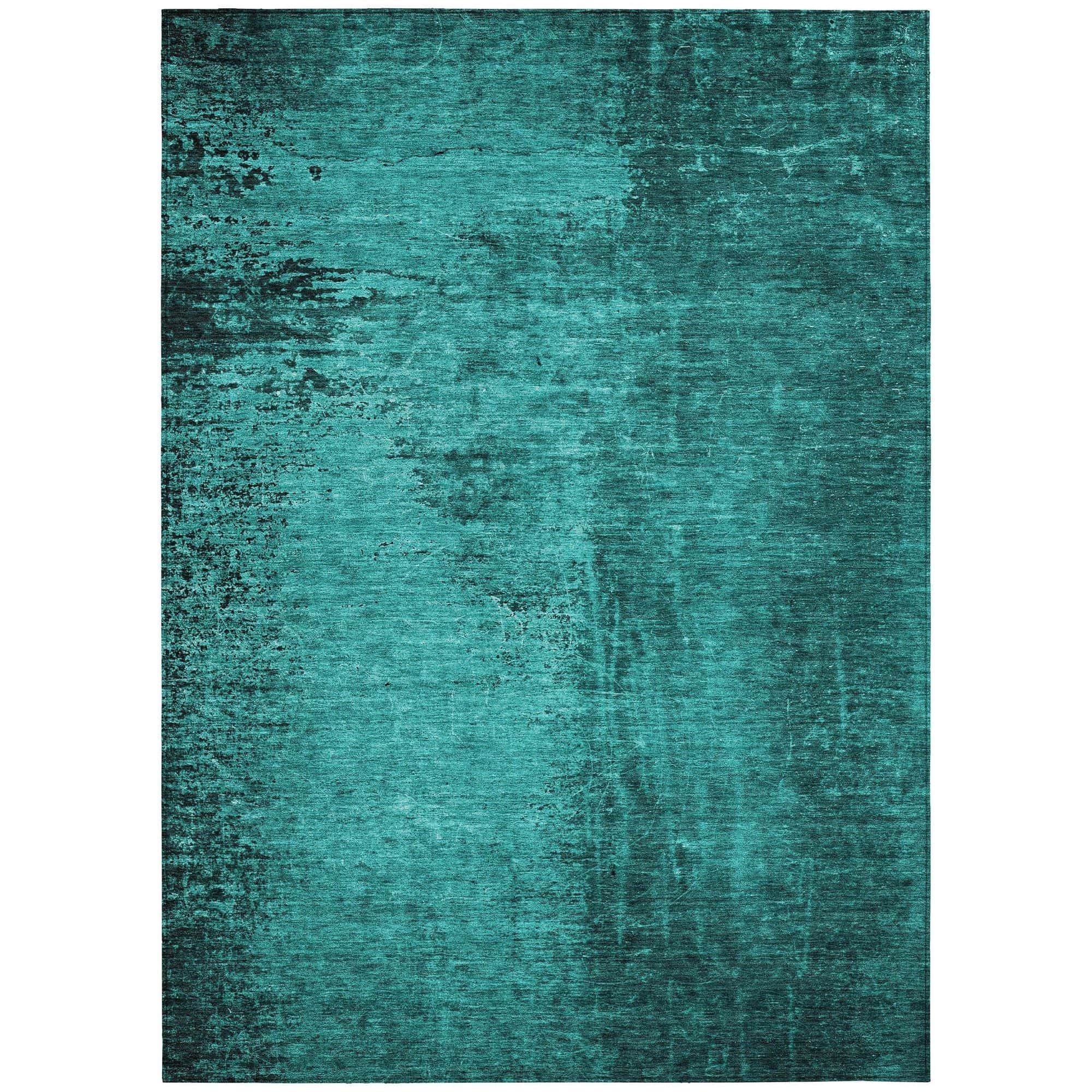 Machine Washable Teal Rug - Indoor / Outdoor - Kids / Pet Friendly Organic Print Rug
