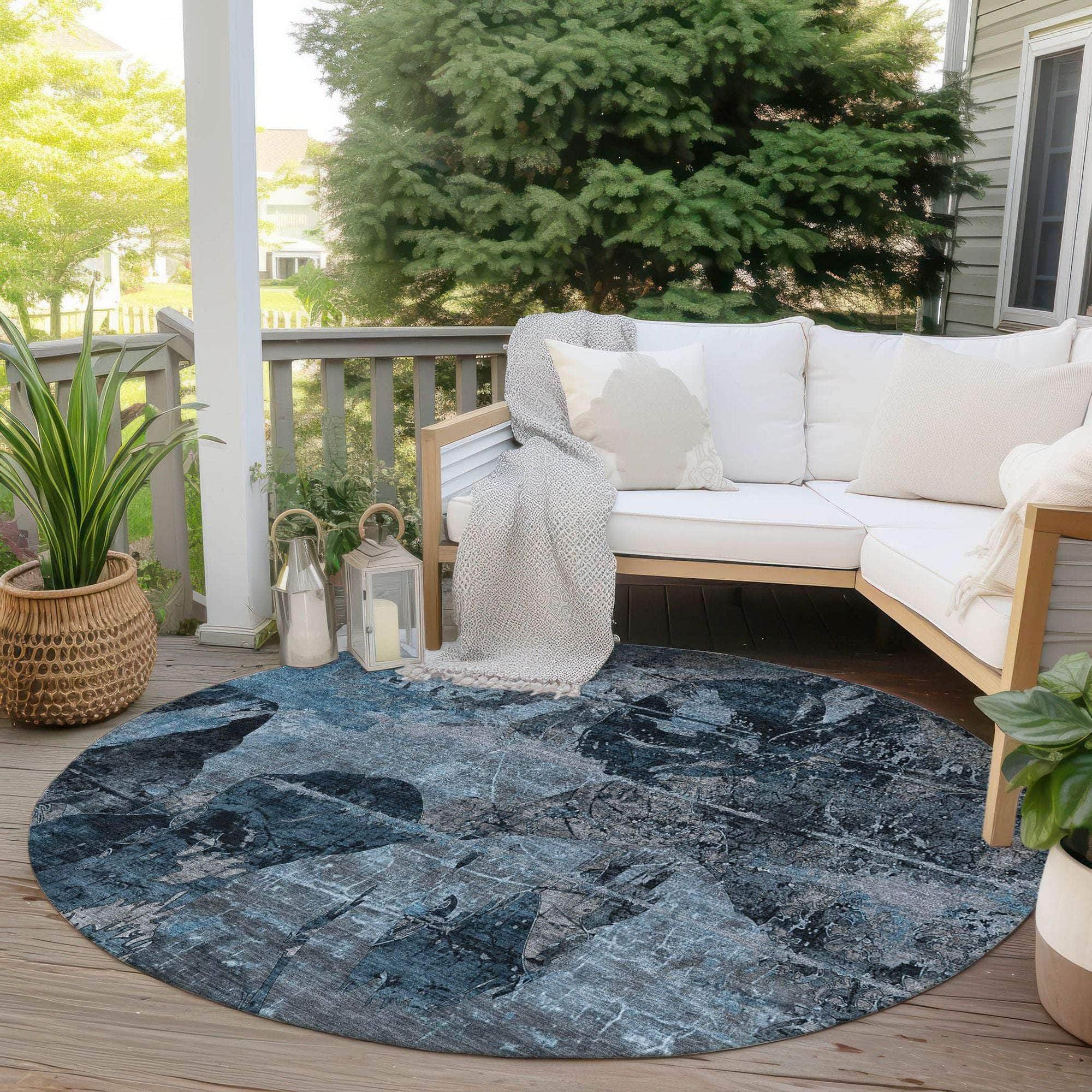 Machine Made ACN555 Denim Blue Rugs