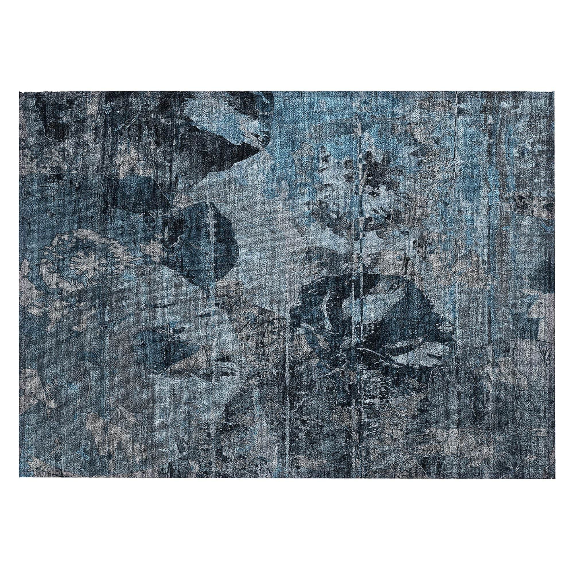Machine Washable Denim Blue Rug - Indoor / Outdoor - Kids / Pet Friendly Organic Print Rug