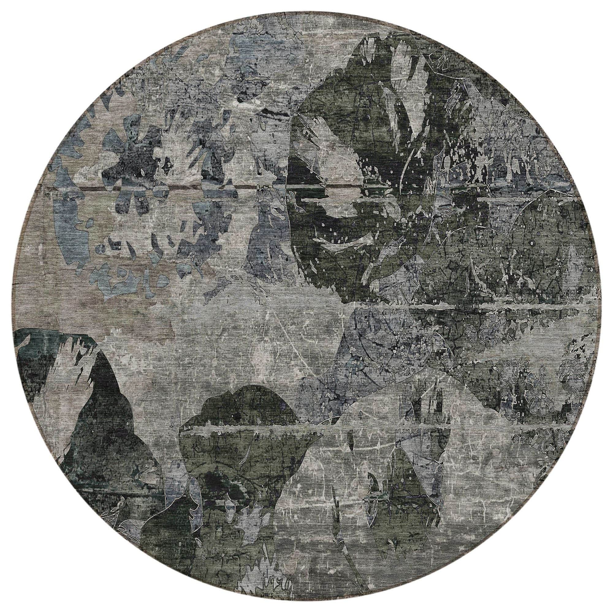Machine Washable Gray Rug - Indoor / Outdoor - Kids / Pet Friendly Organic Print Rug