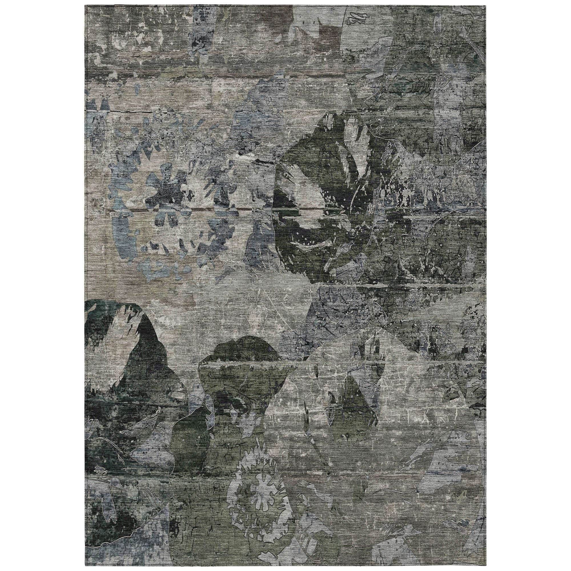 Machine Washable Gray Rug - Indoor / Outdoor - Kids / Pet Friendly Organic Print Rug