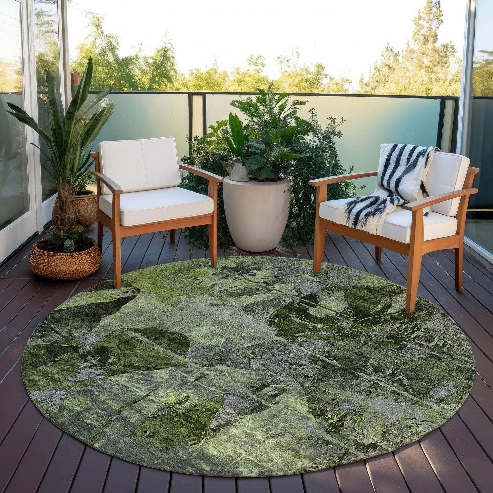 Machine Made ACN555 Green Rugs