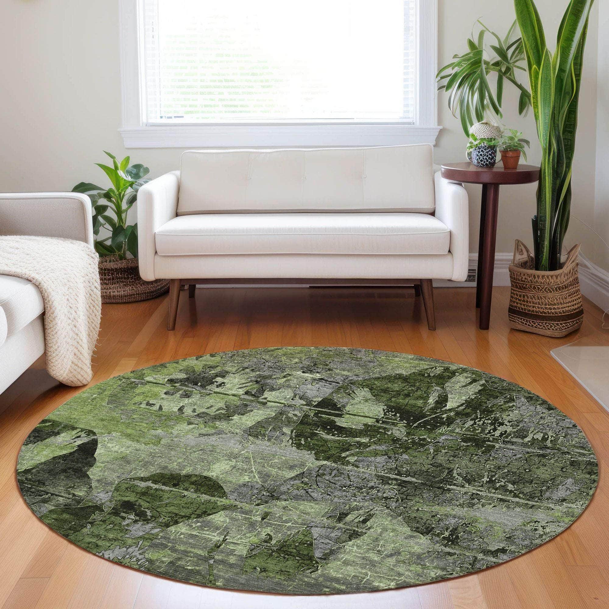 Machine Made ACN555 Green Rugs