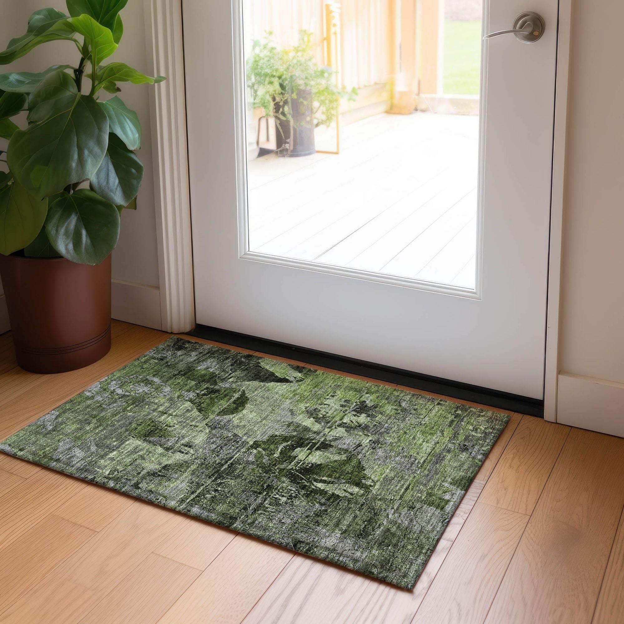 Machine Made ACN555 Green Rugs