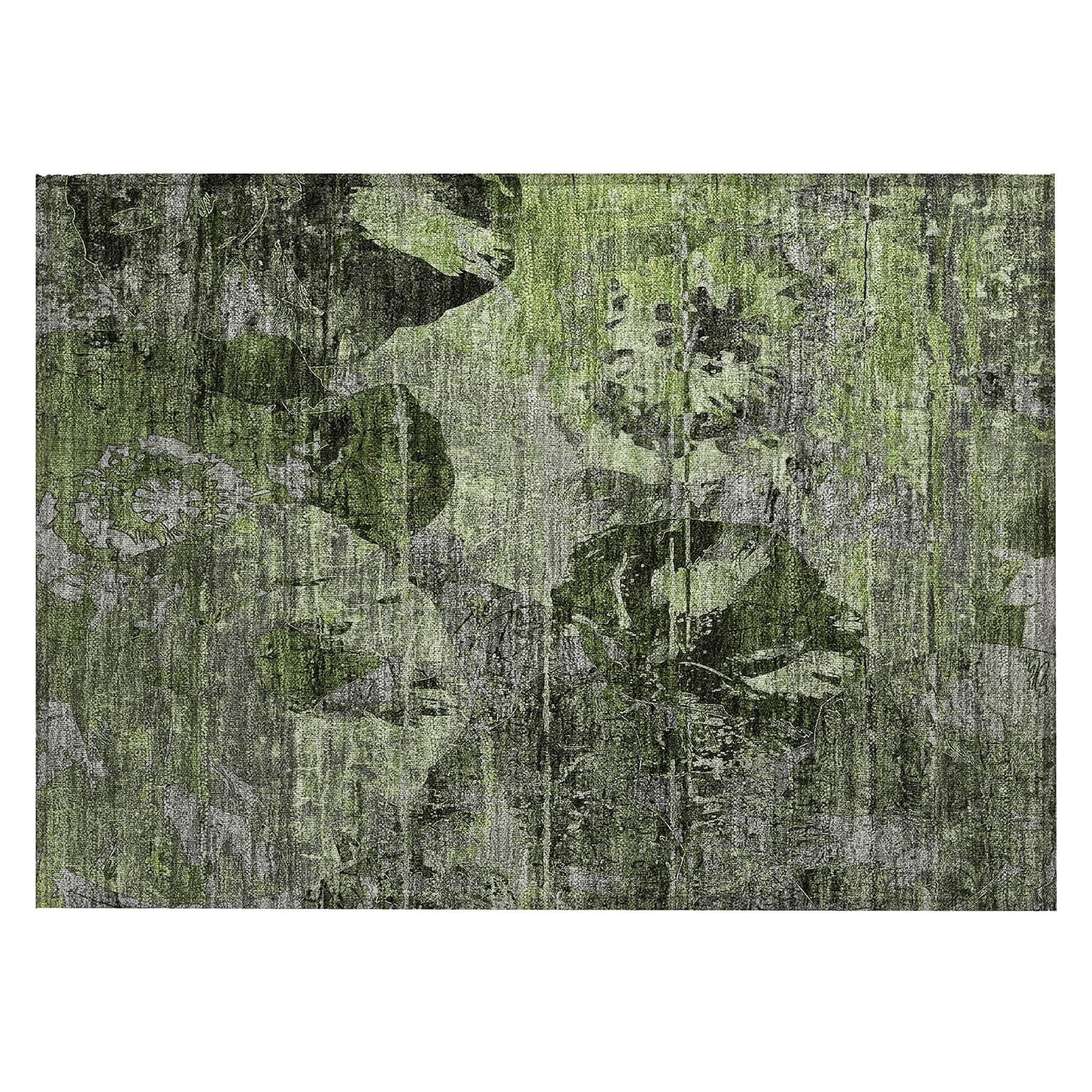 Machine Washable Green Rug - Indoor / Outdoor - Kids / Pet Friendly Organic Print Rug