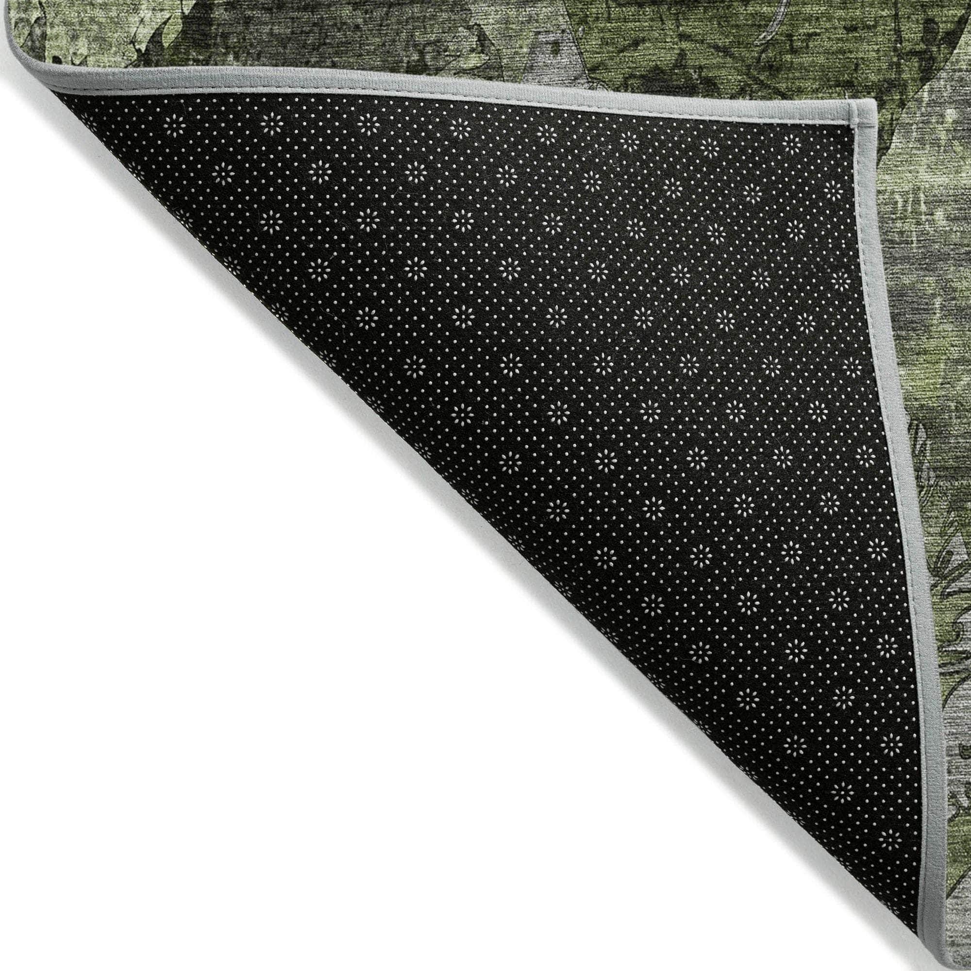 Machine Made ACN555 Green Rugs