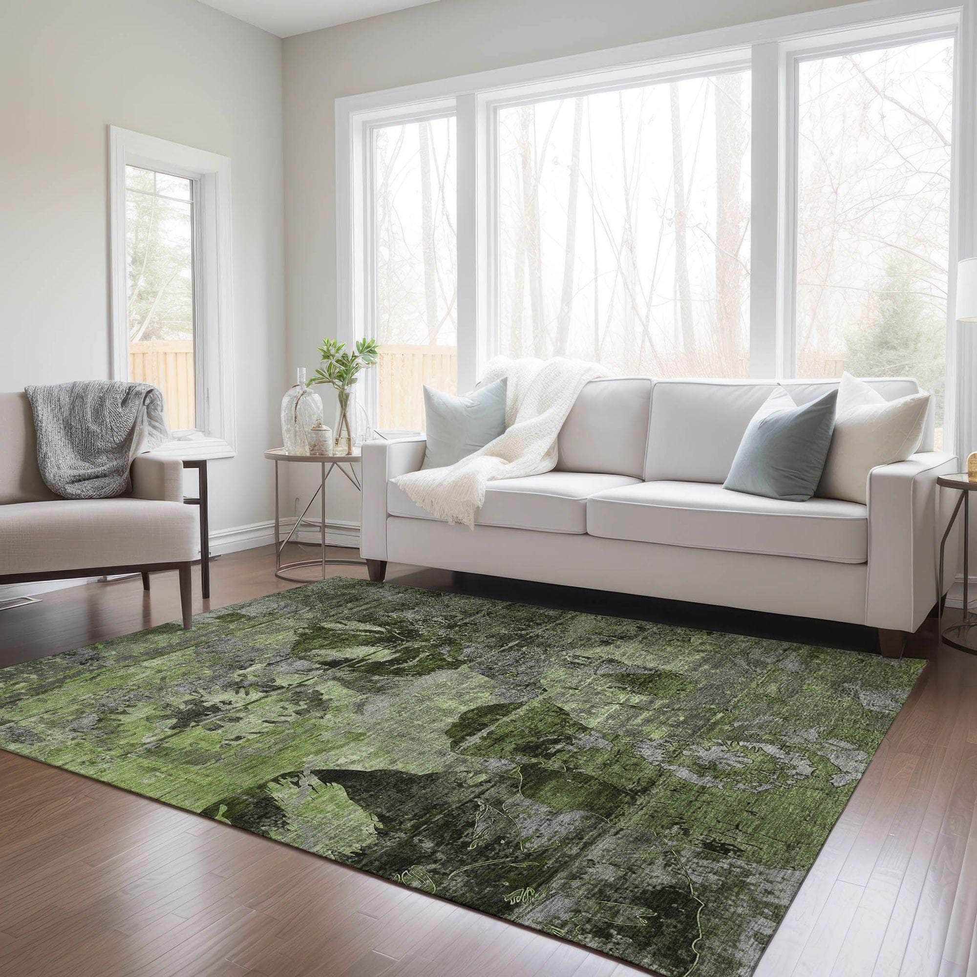 Machine Made ACN555 Green Rugs
