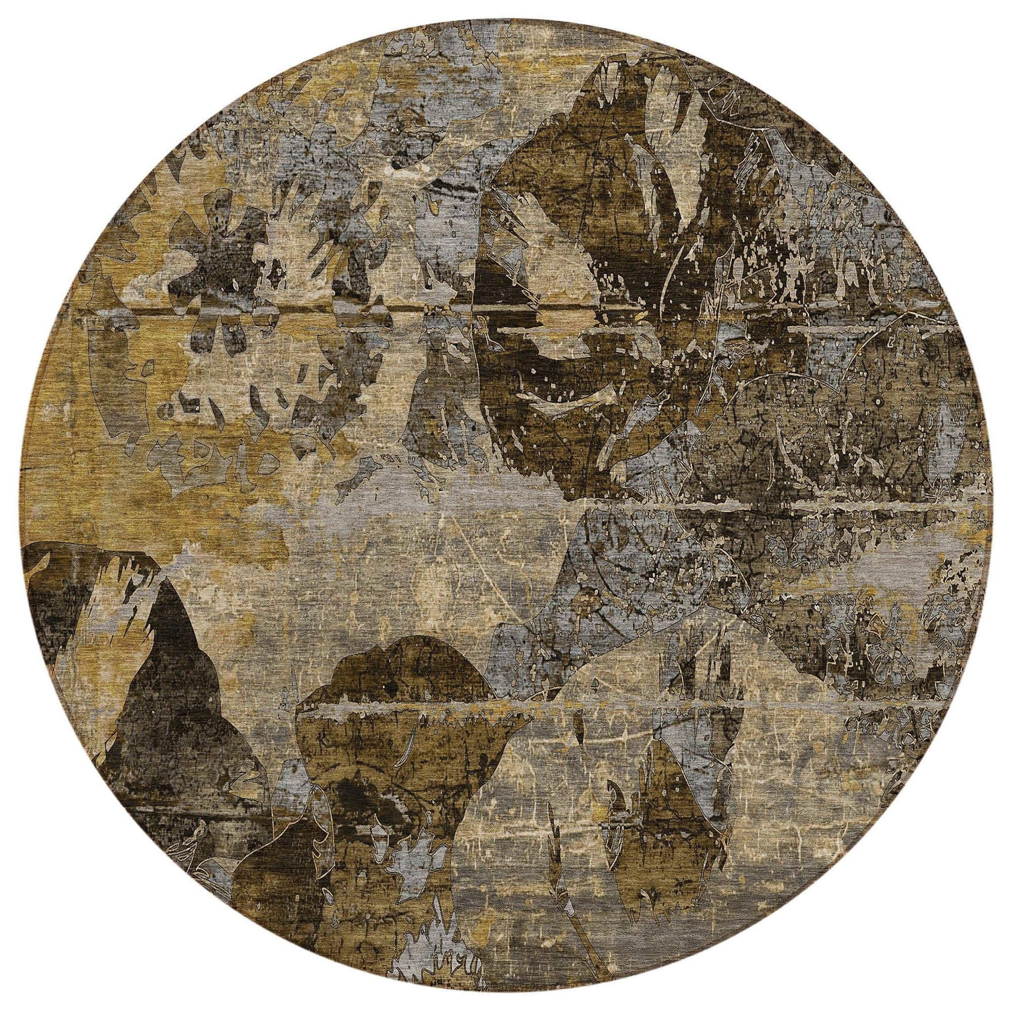 Machine Washable Mocha Brown Rug - Indoor / Outdoor - Kids / Pet Friendly Organic Print Rug