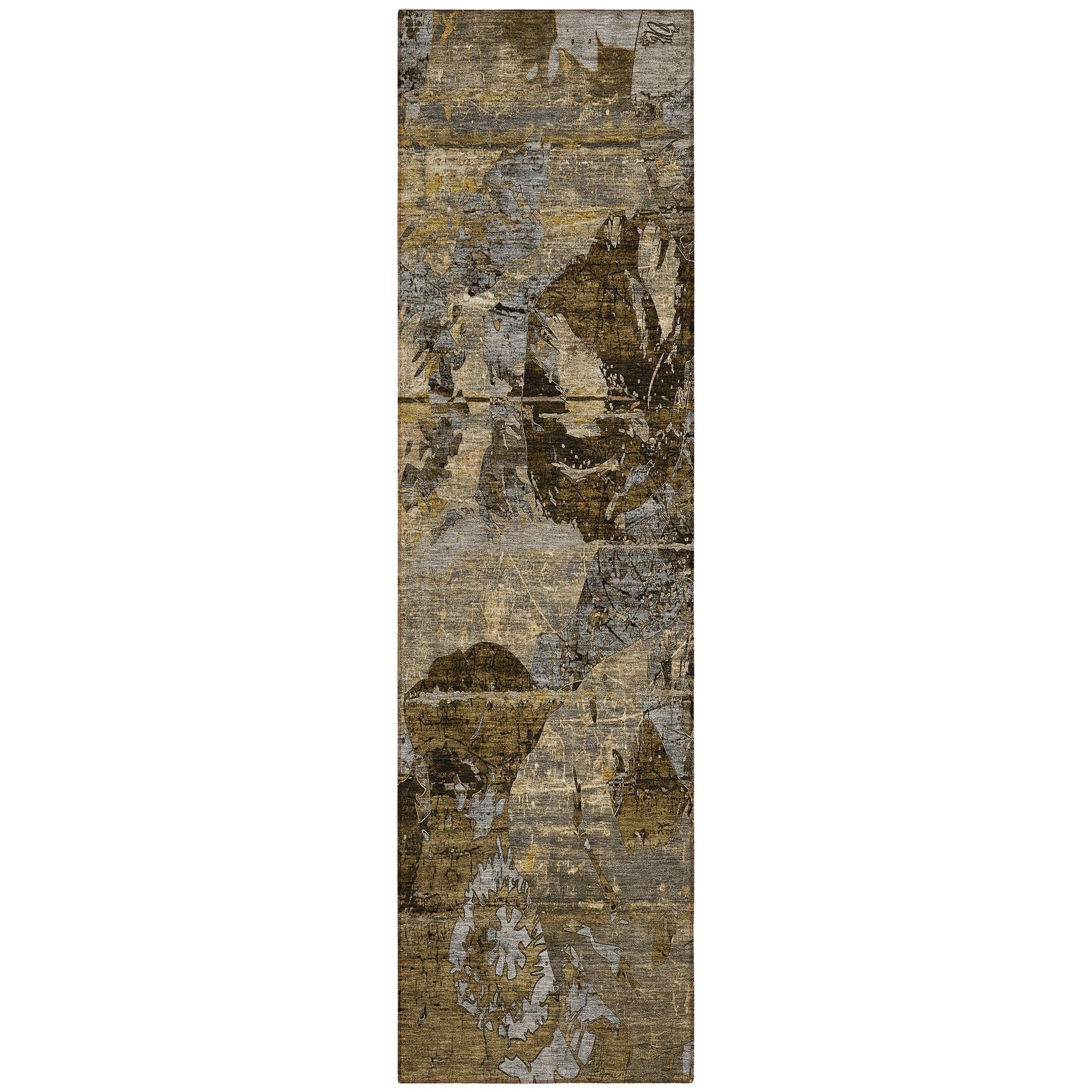 Machine Washable Mocha Brown Rug - Indoor / Outdoor - Kids / Pet Friendly Organic Print Rug