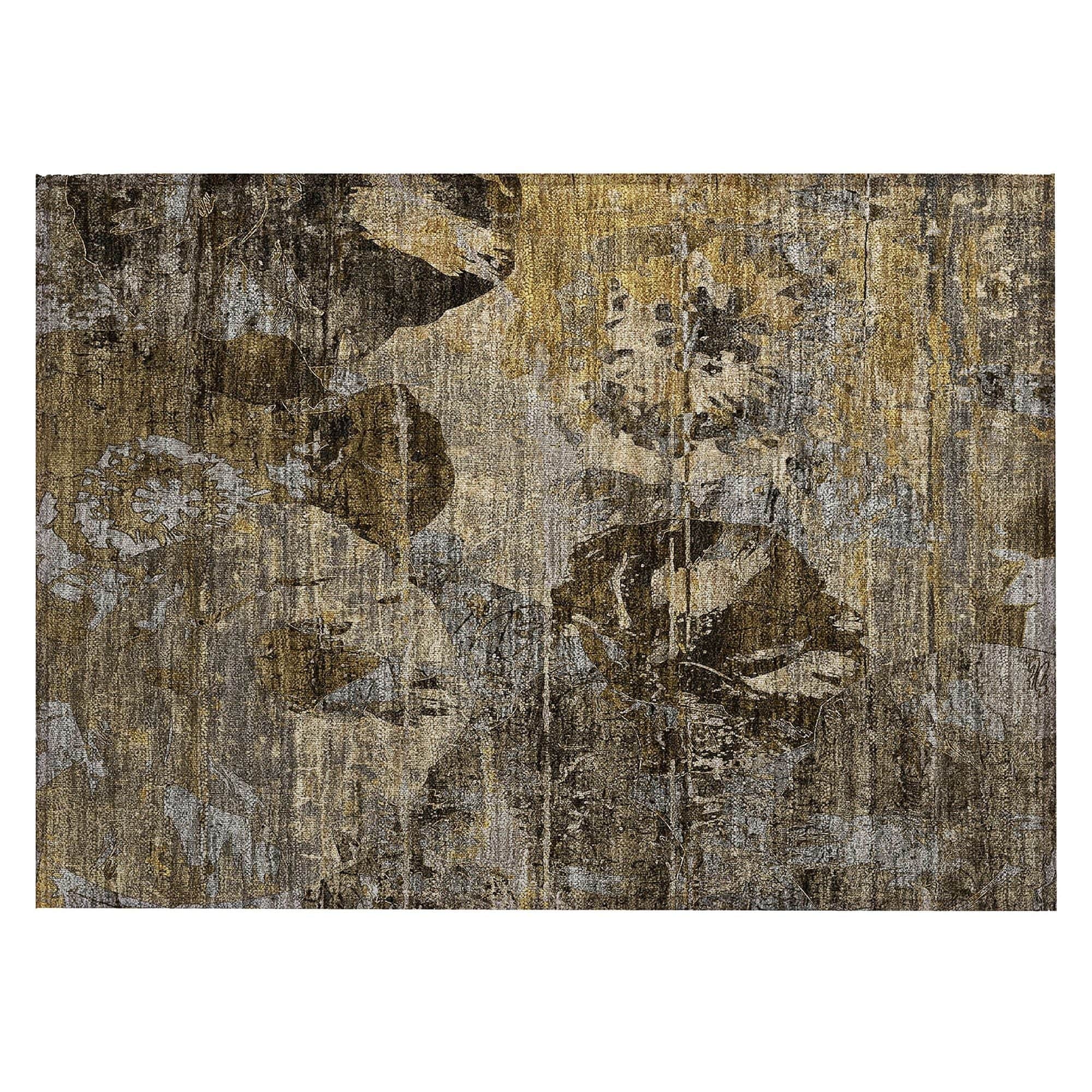 Machine Washable Mocha Brown Rug - Indoor / Outdoor - Kids / Pet Friendly Organic Print Rug