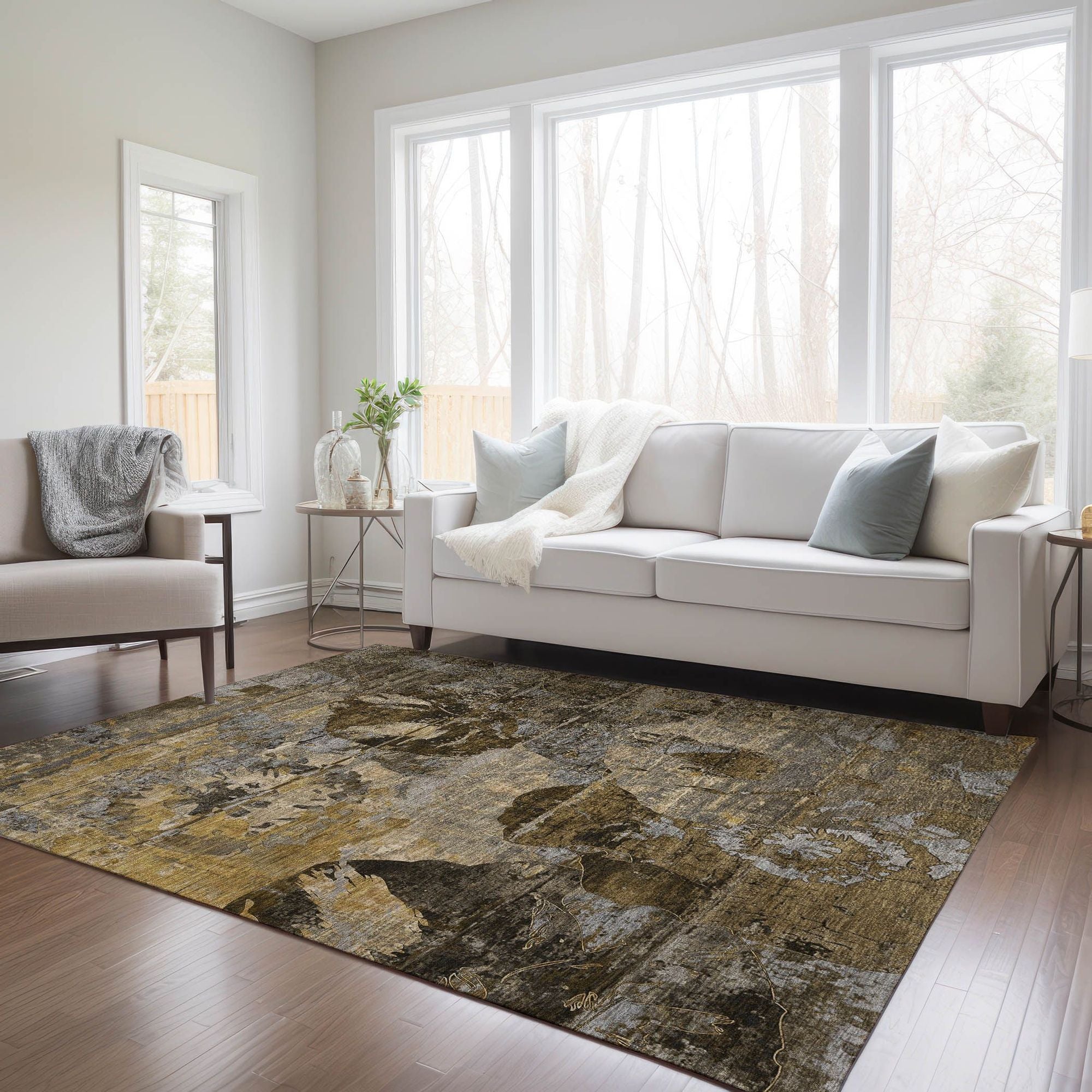 Machine Made ACN555 Mocha Brown Rugs