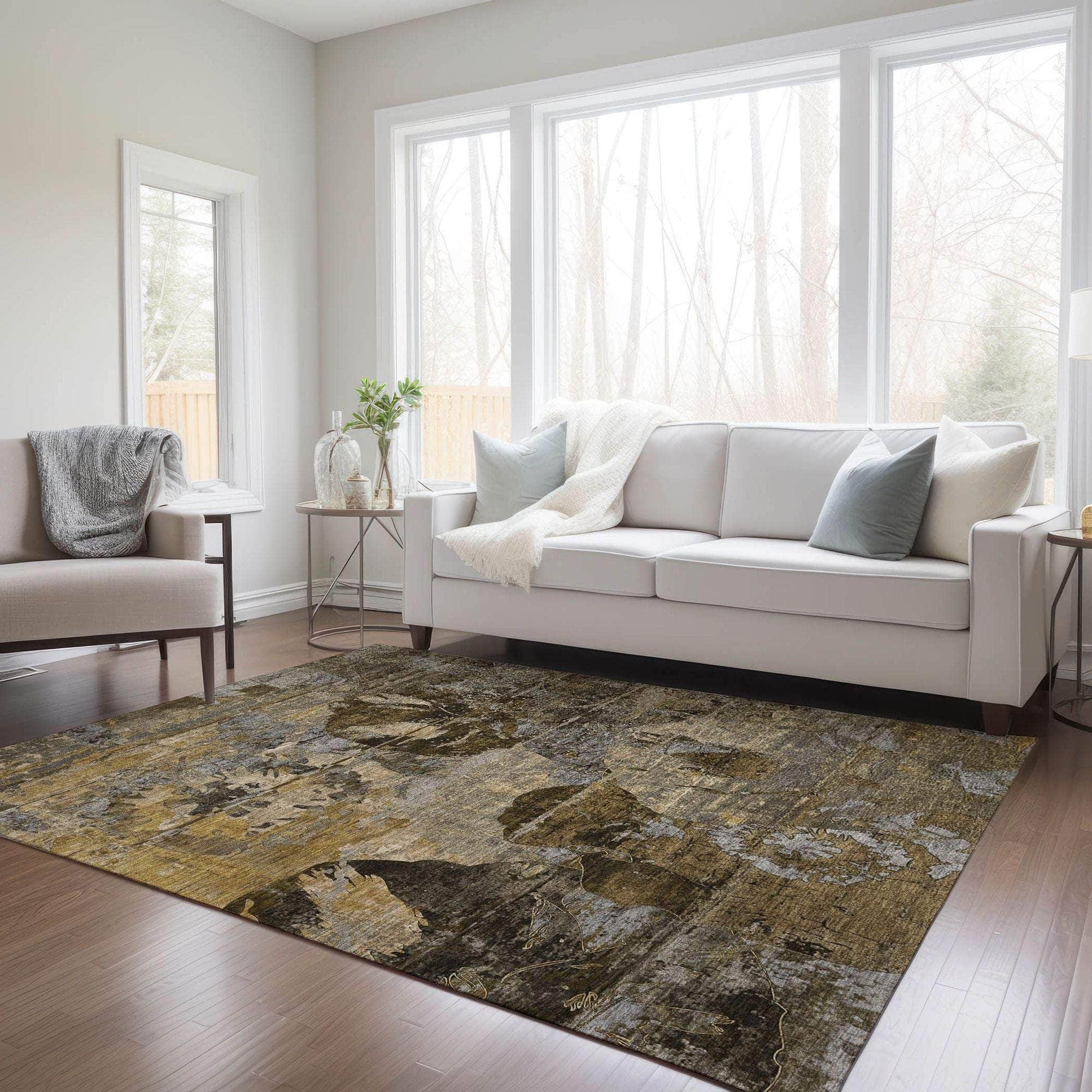 Machine Made ACN555 Mocha Brown Rugs