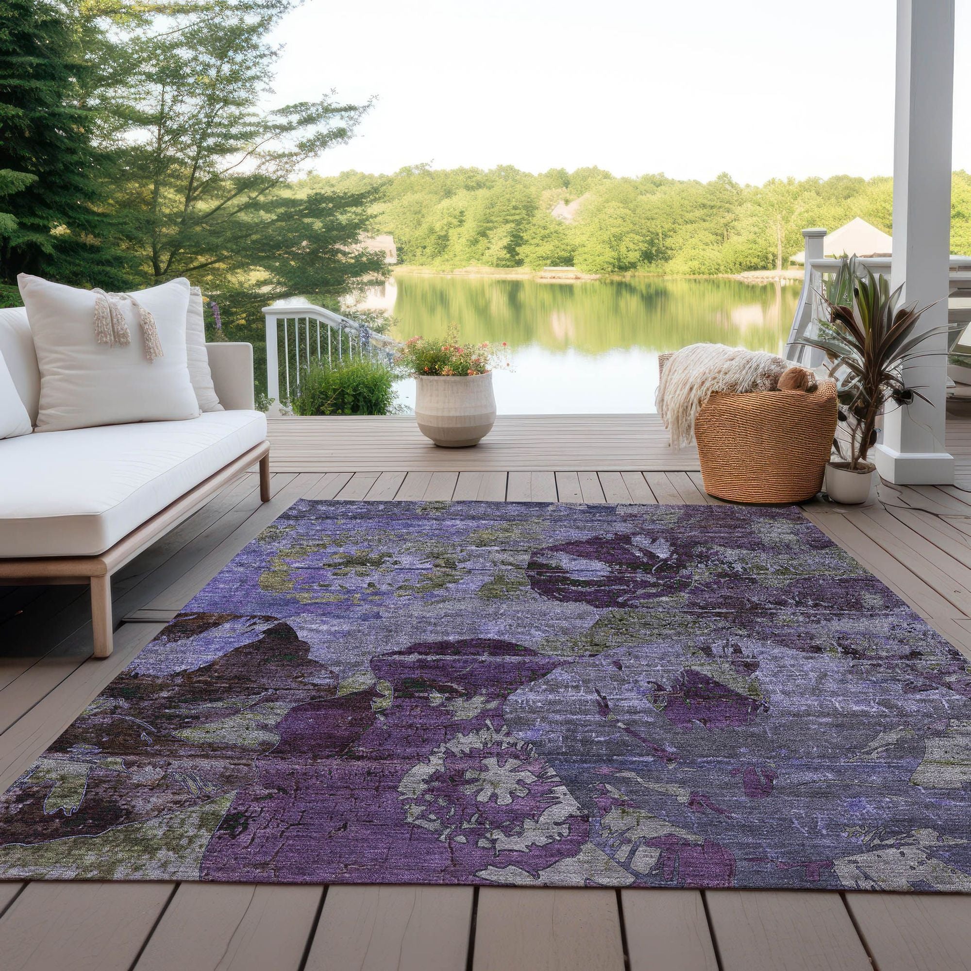 Machine Made ACN555 Purple Rugs