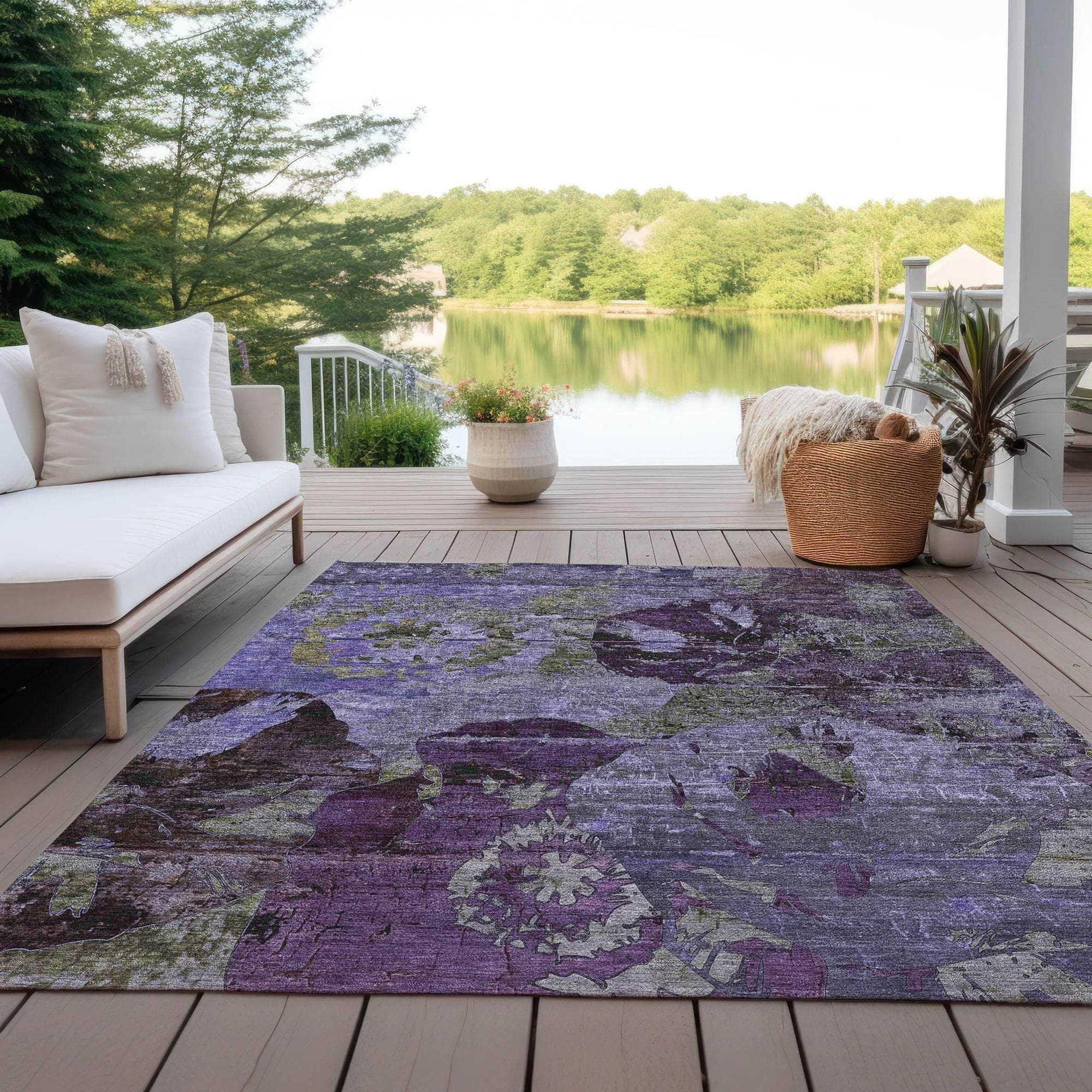 Machine Made ACN555 Purple Rugs