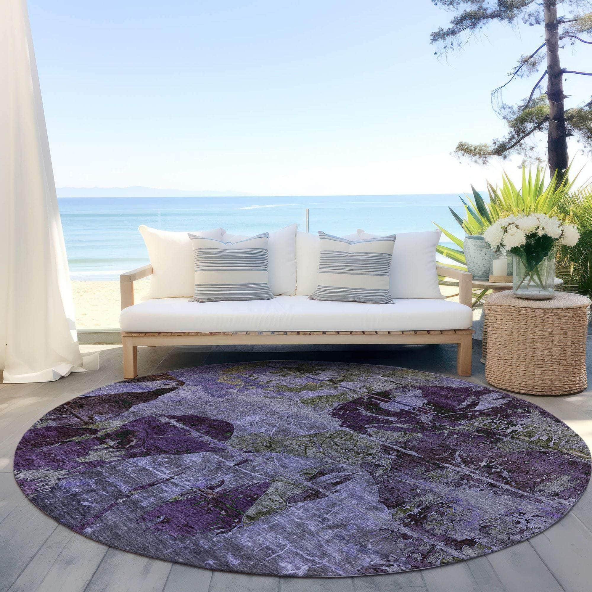 Machine Made ACN555 Purple Rugs