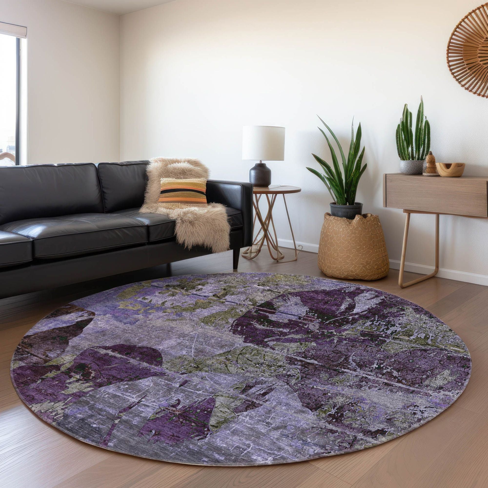 Machine Made ACN555 Purple Rugs