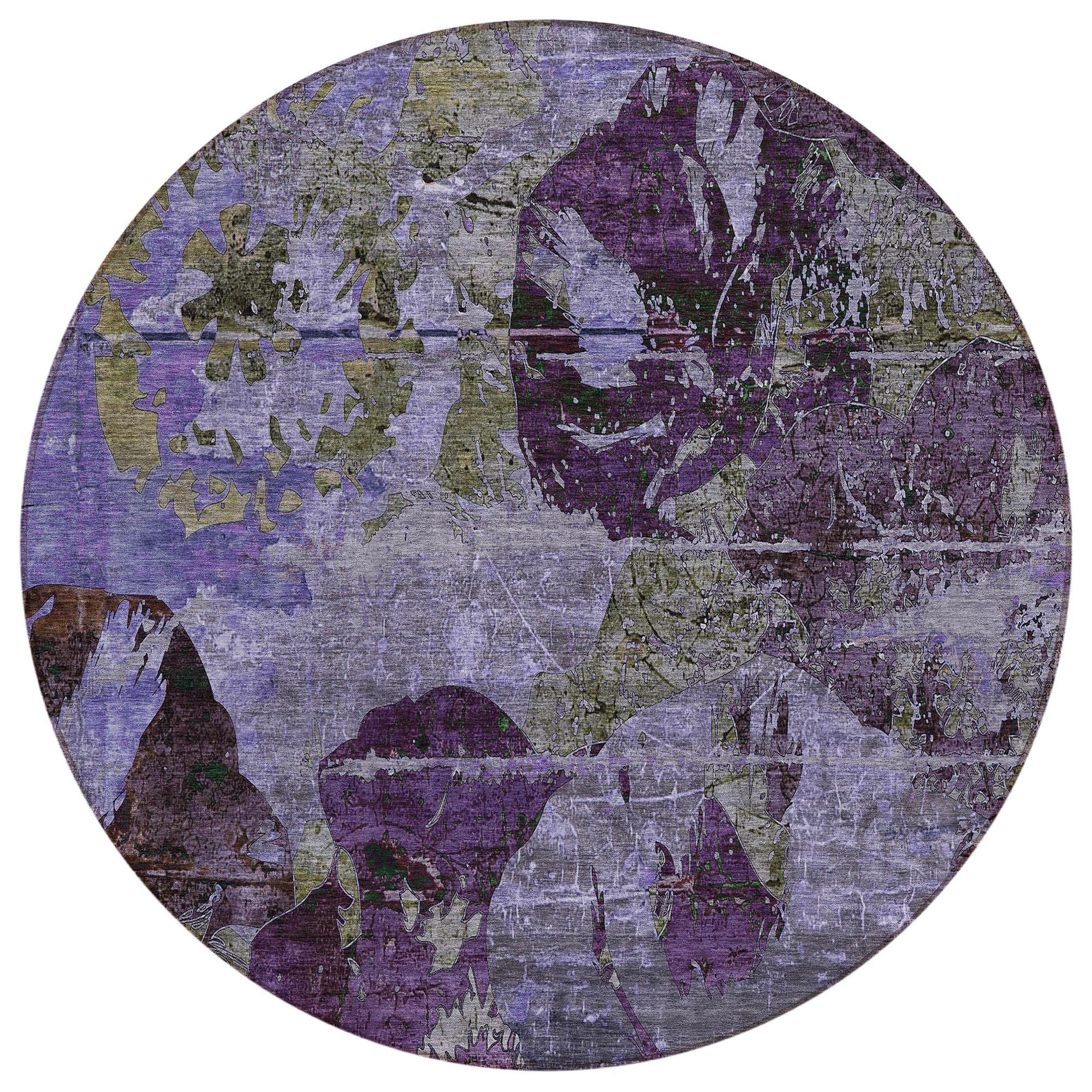 Machine Washable Purple Rug - Indoor / Outdoor - Kids / Pet Friendly Organic Print Rug