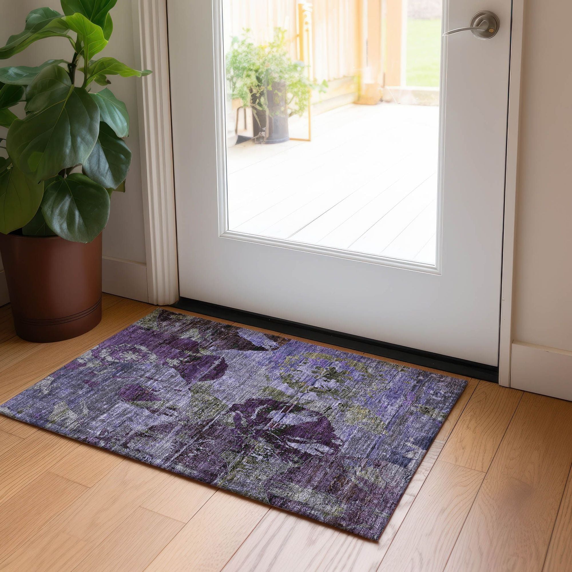 Machine Made ACN555 Purple Rugs