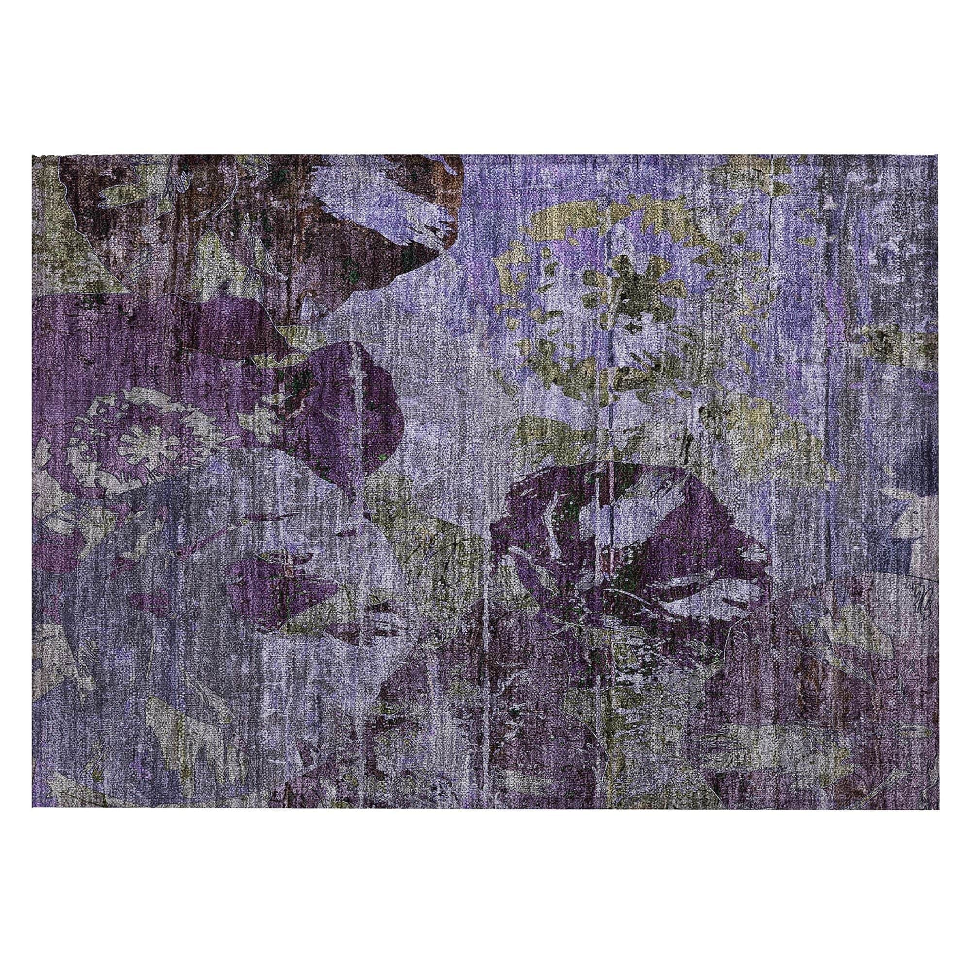 Machine Washable Purple Rug - Indoor / Outdoor - Kids / Pet Friendly Organic Print Rug
