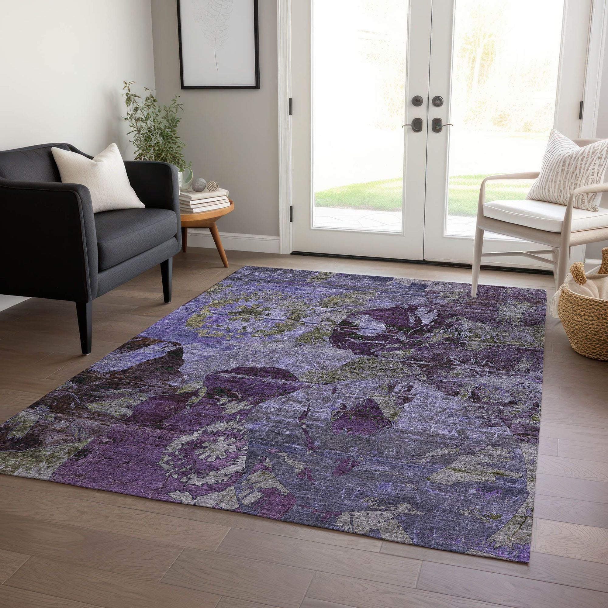 Machine Made ACN555 Purple Rugs