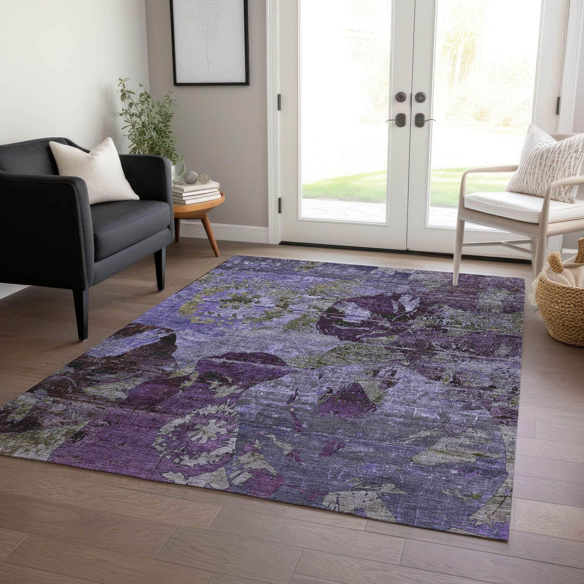 Machine Made ACN555 Purple Rugs
