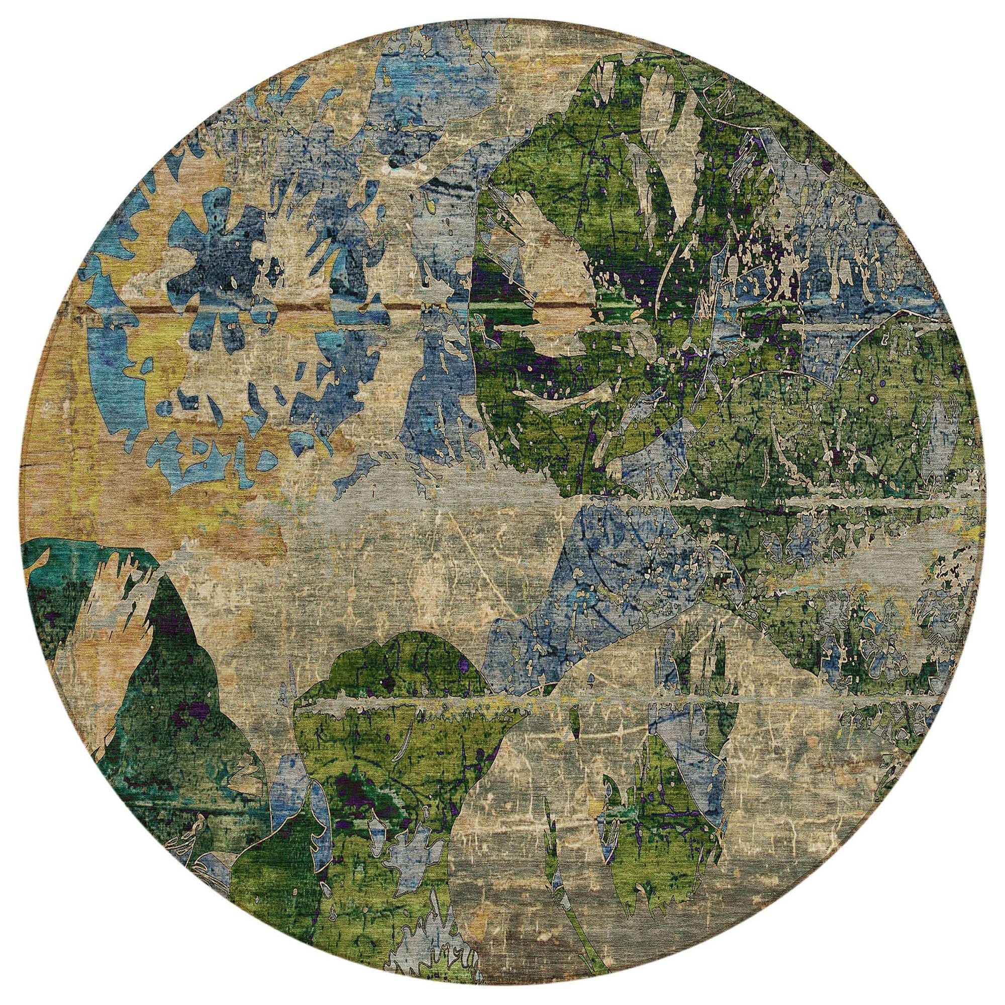 Machine Washable Taupe Brown Rug - Indoor / Outdoor - Kids / Pet Friendly Organic Print Rug