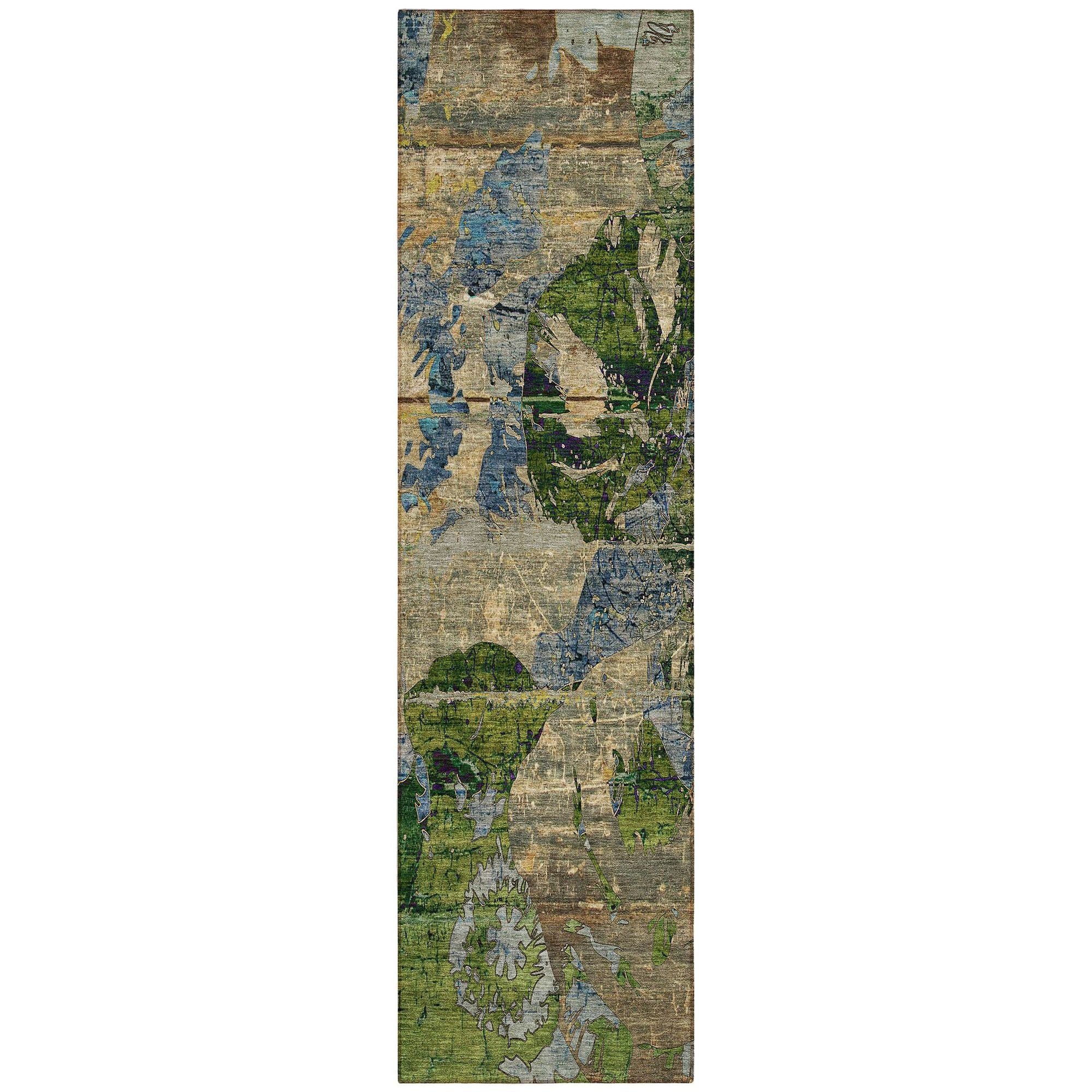 Machine Washable Taupe Brown Rug - Indoor / Outdoor - Kids / Pet Friendly Organic Print Rug