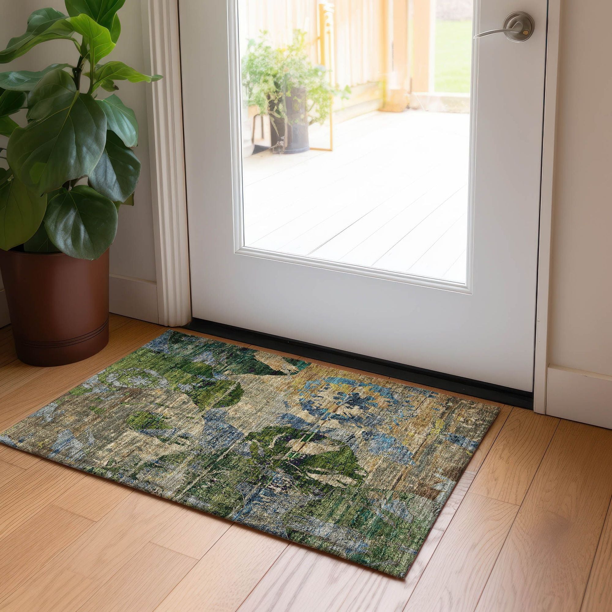 Machine Made ACN555 Taupe Brown Rugs