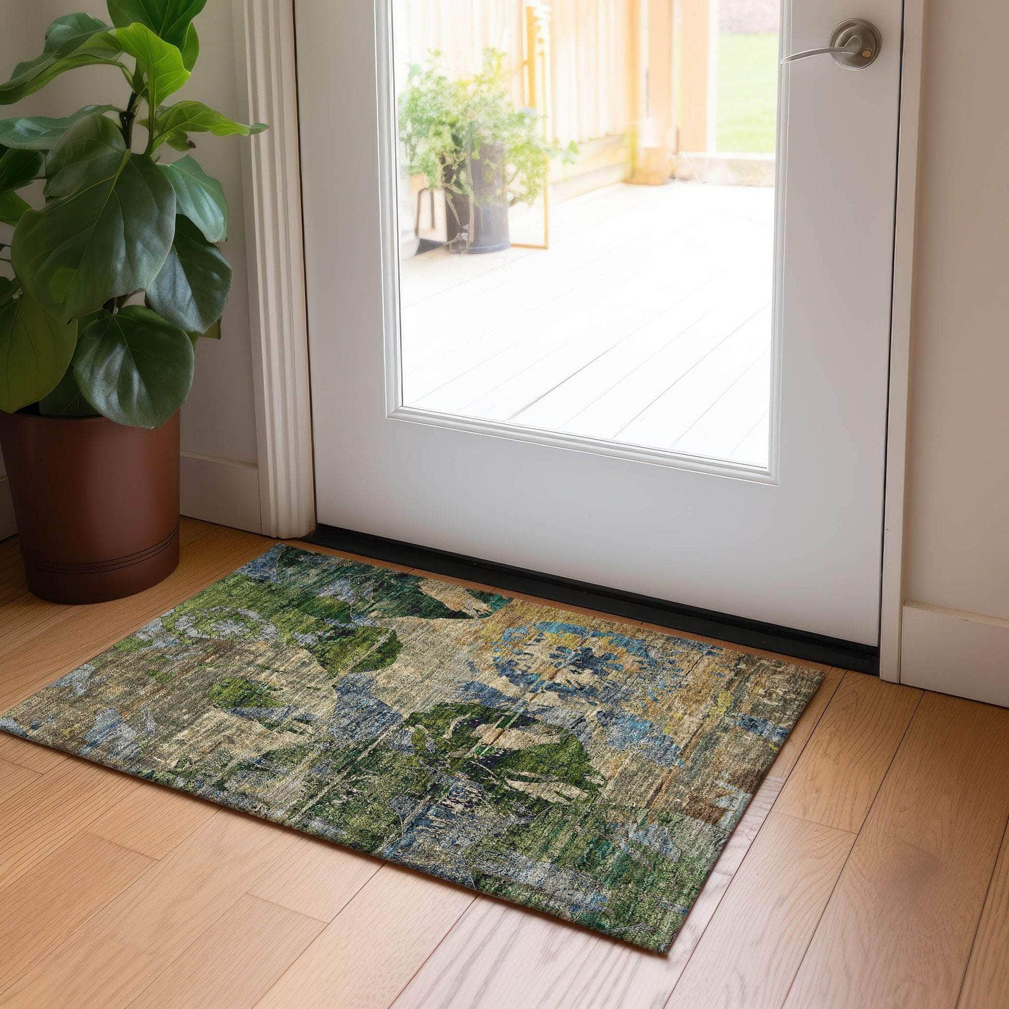 Machine Made ACN555 Taupe Brown Rugs