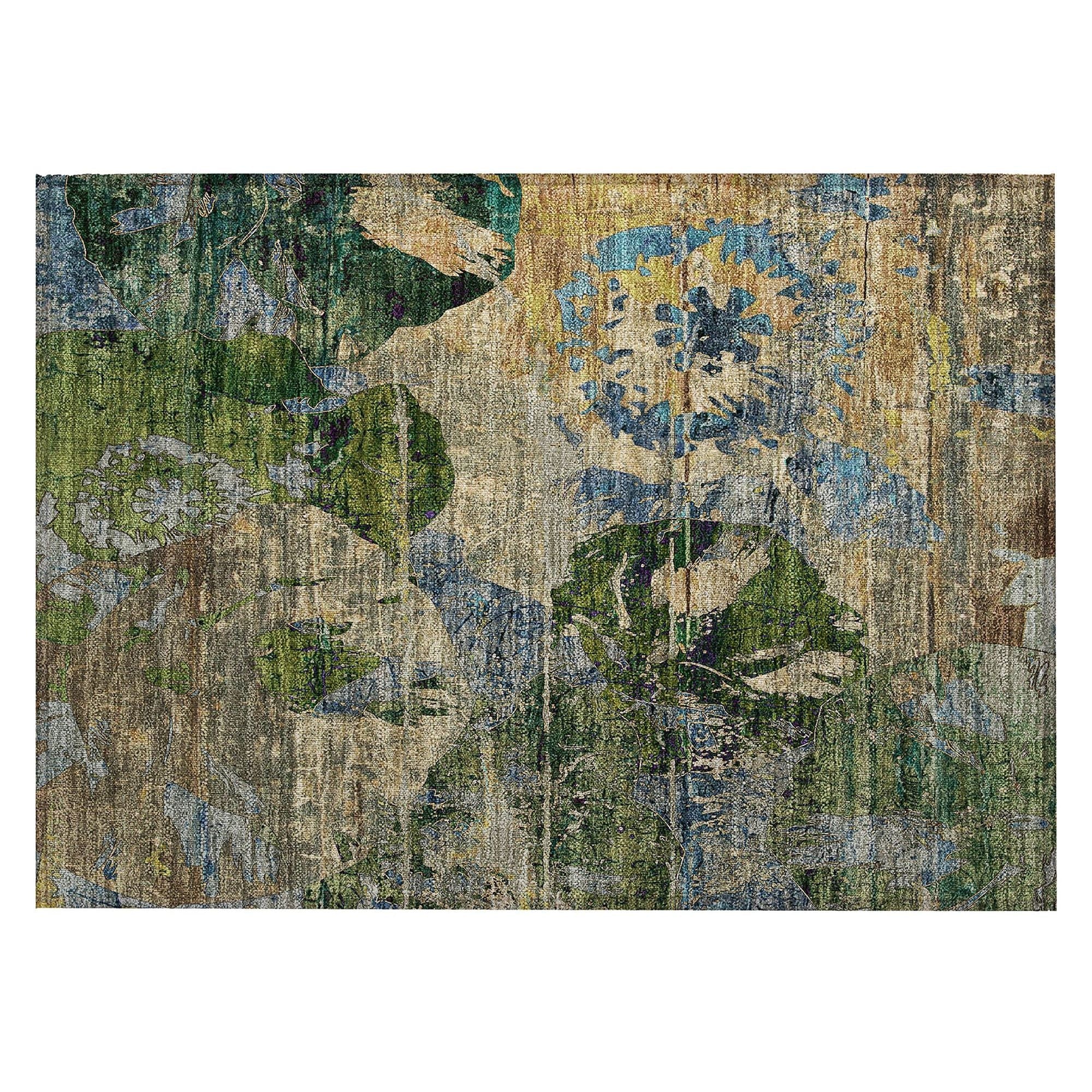 Machine Washable Taupe Brown Rug - Indoor / Outdoor - Kids / Pet Friendly Organic Print Rug