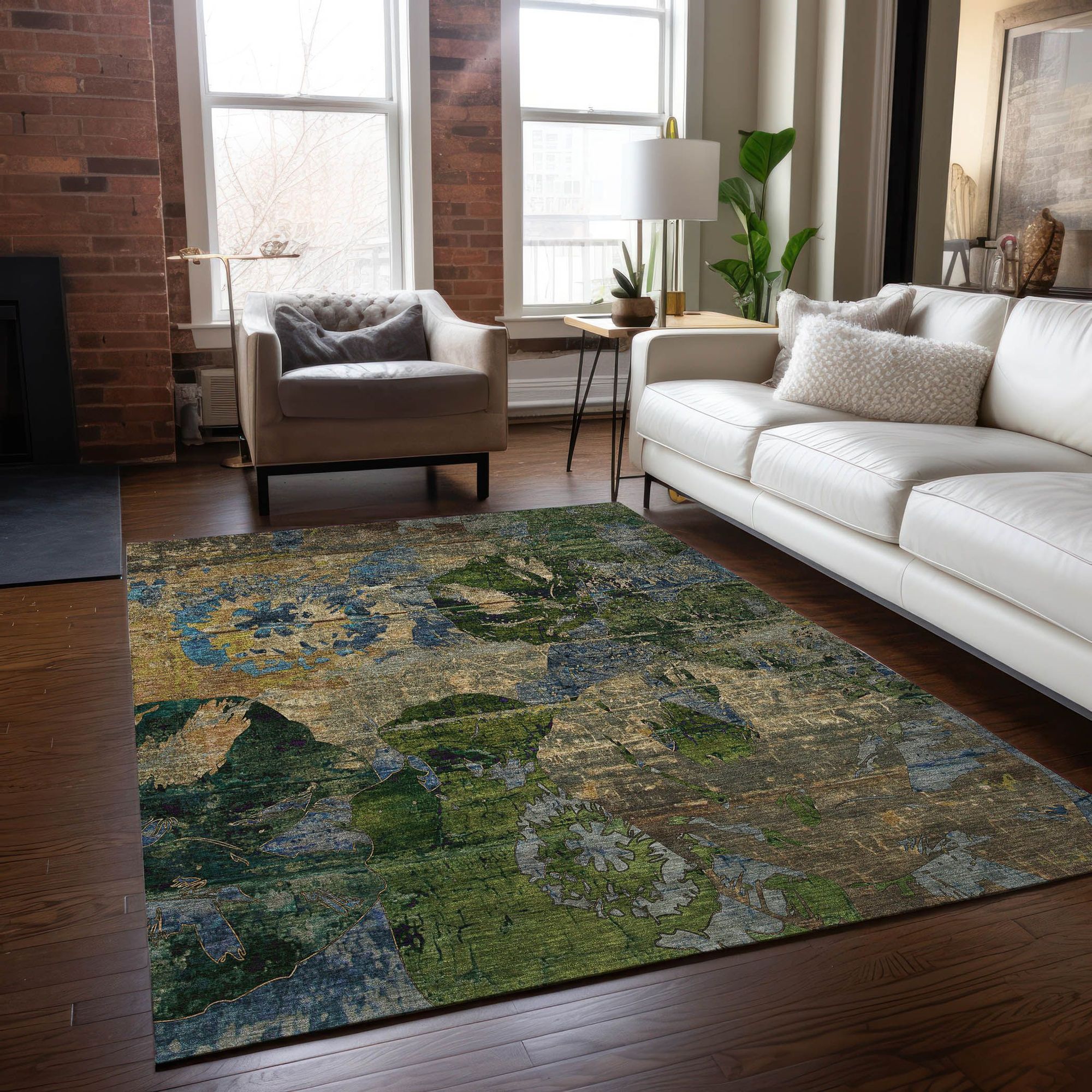 Machine Made ACN555 Taupe Brown Rugs
