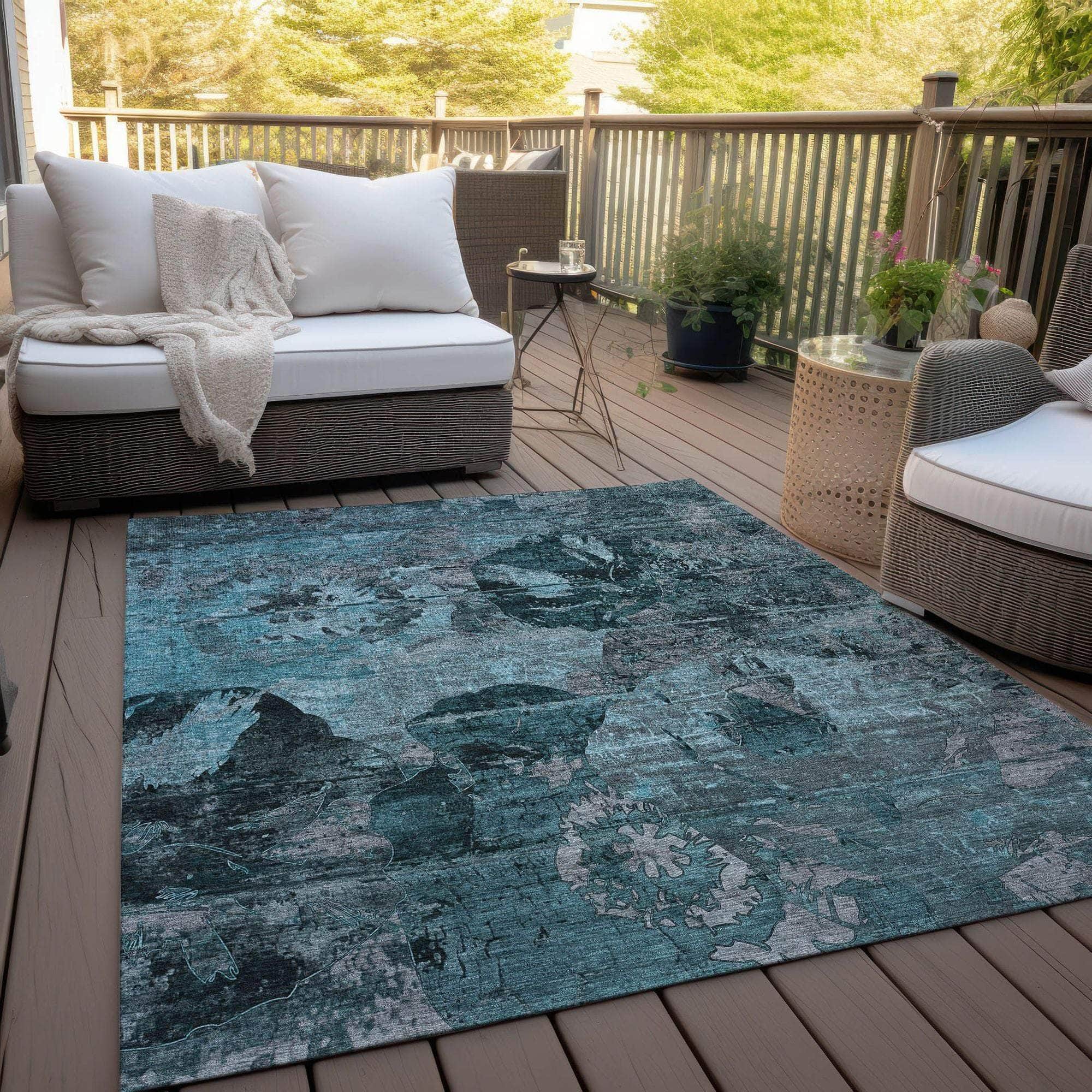 Machine Made ACN555 Teal Rugs