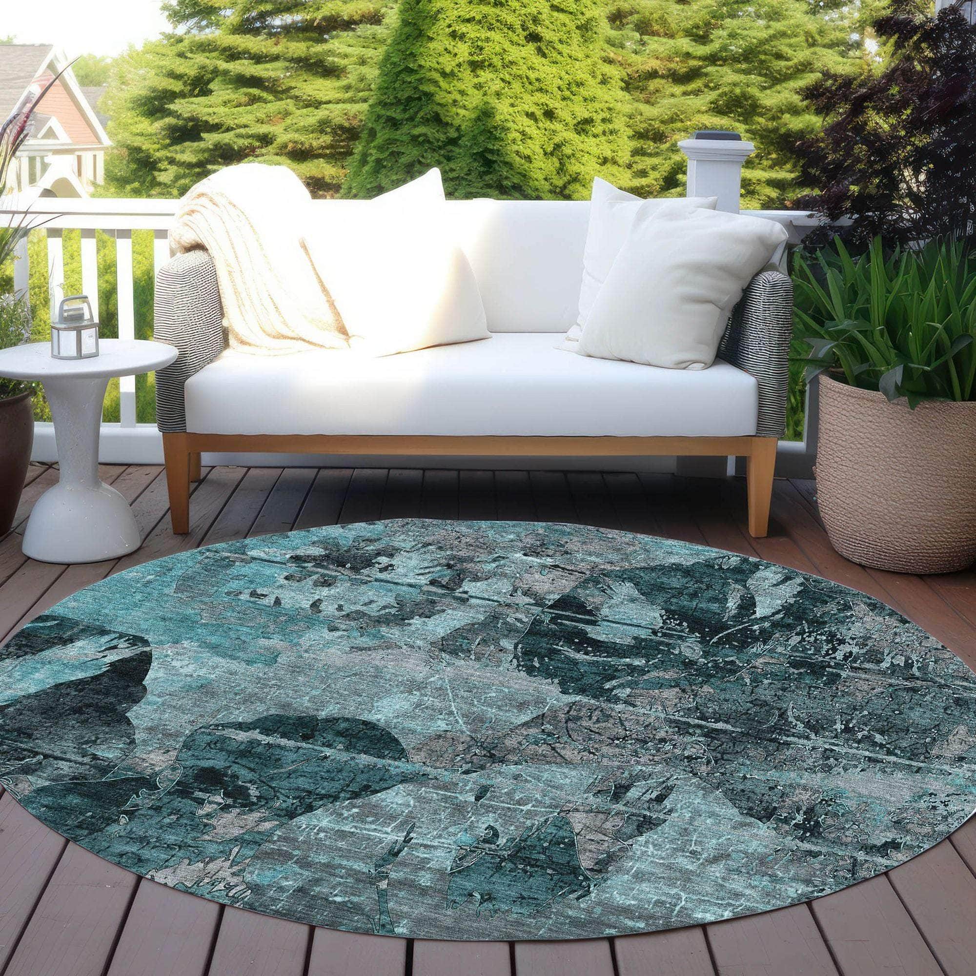 Machine Made ACN555 Teal Rugs