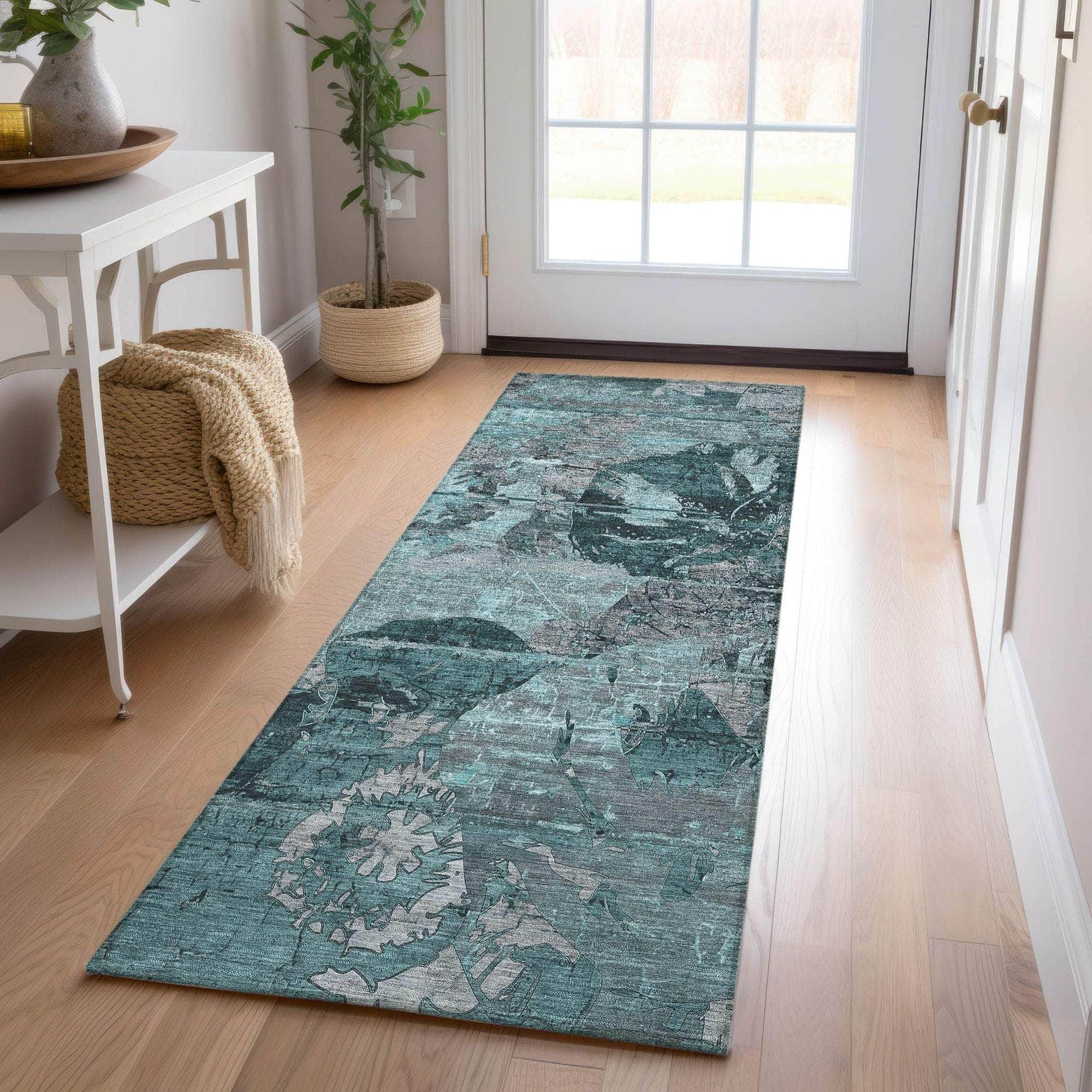 Machine Made ACN555 Teal Rugs