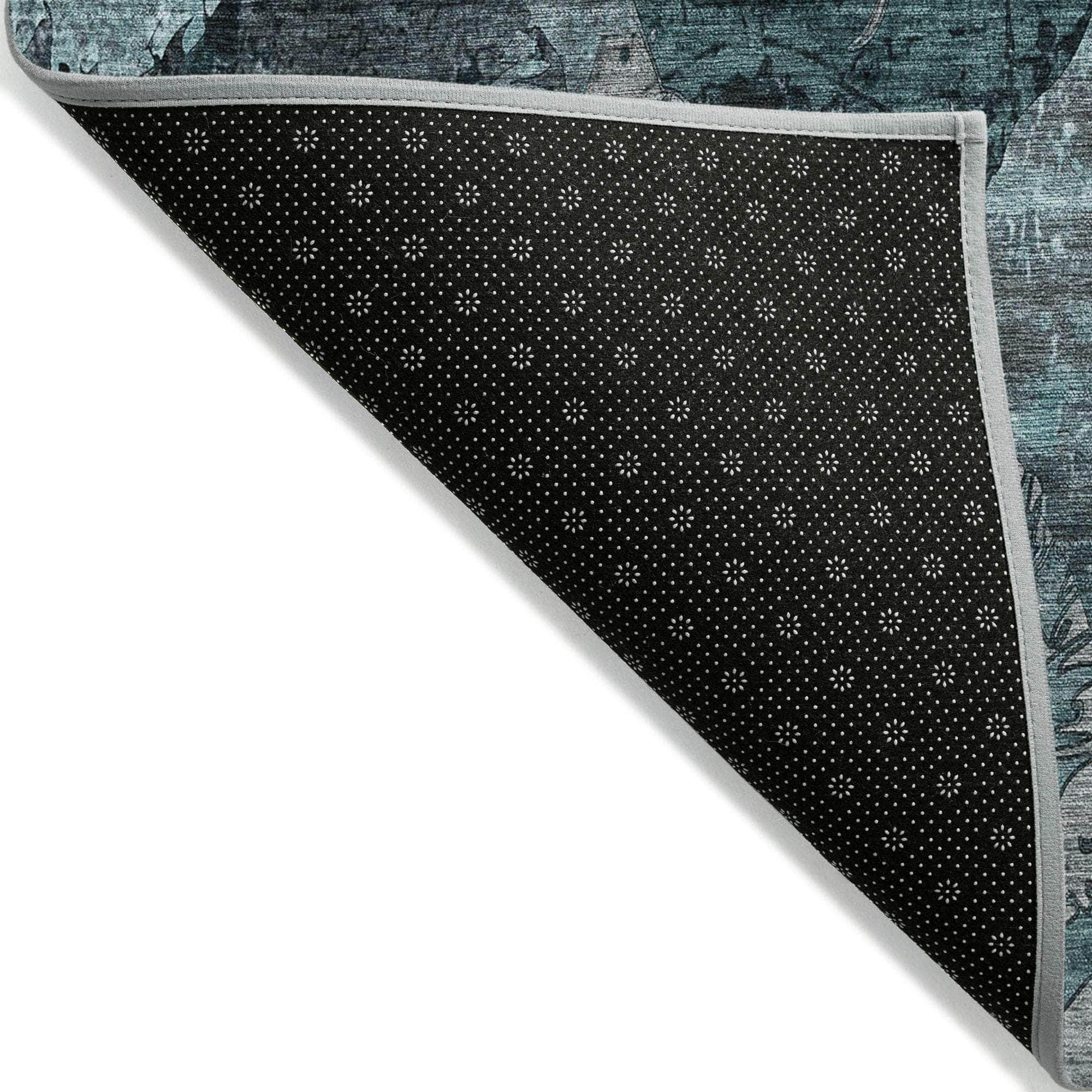 Machine Made ACN555 Teal Rugs