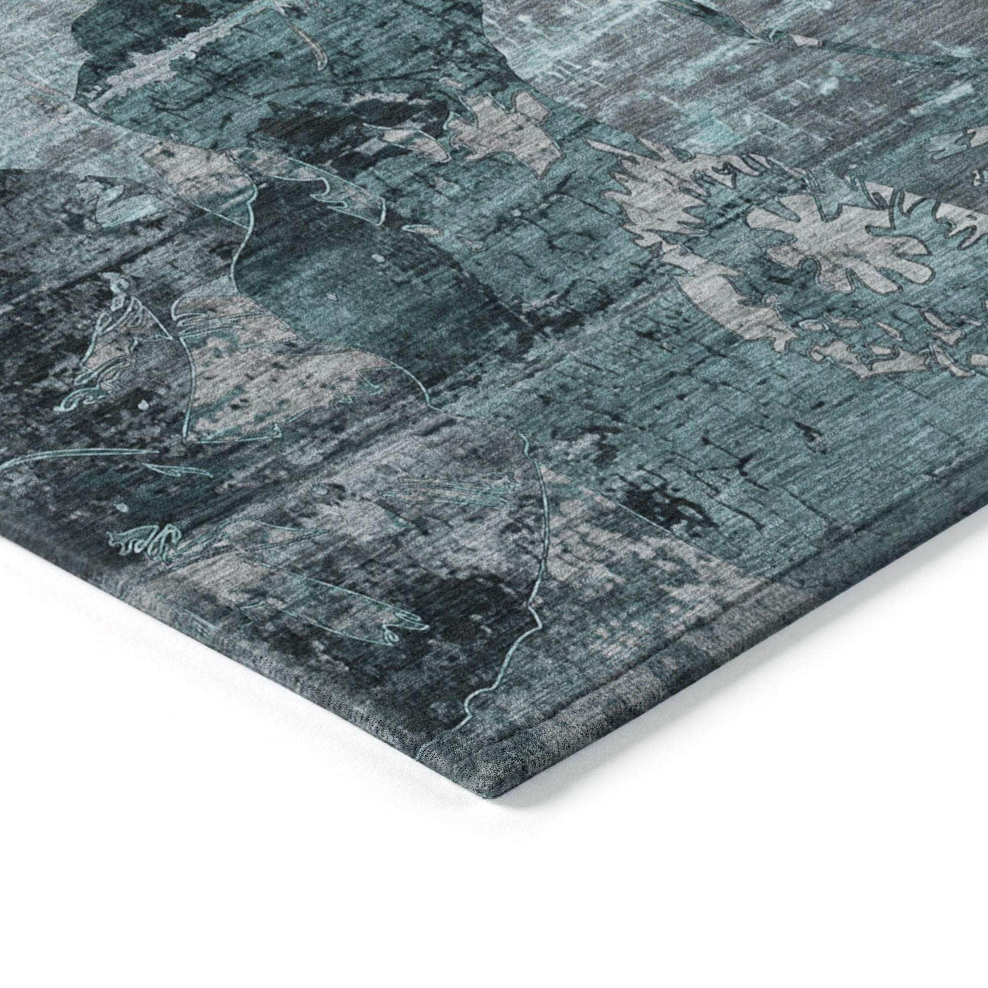 Machine Made ACN555 Teal Rugs