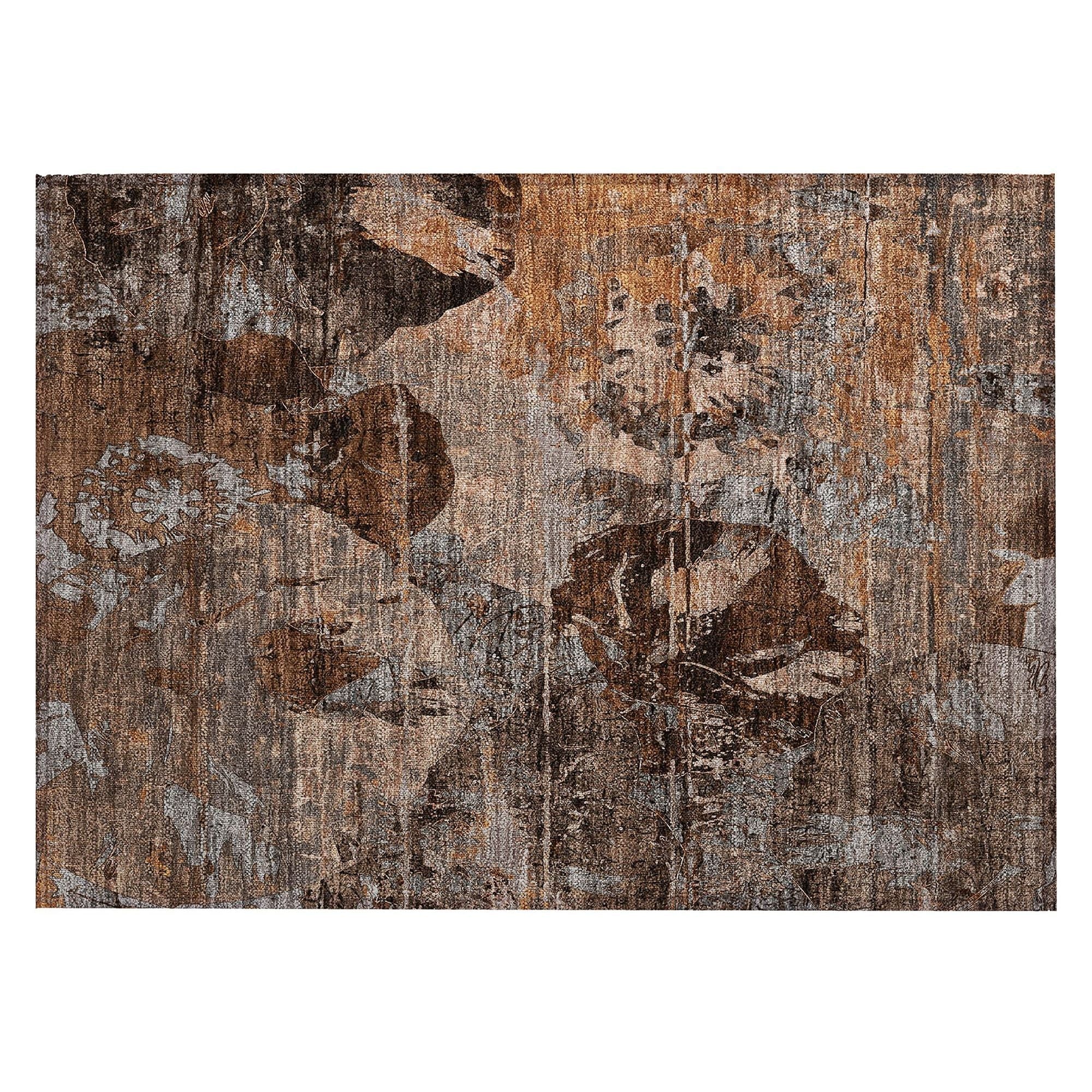 Machine Washable Terracotta Orange Rug - Indoor / Outdoor - Kids / Pet Friendly Organic Print Rug
