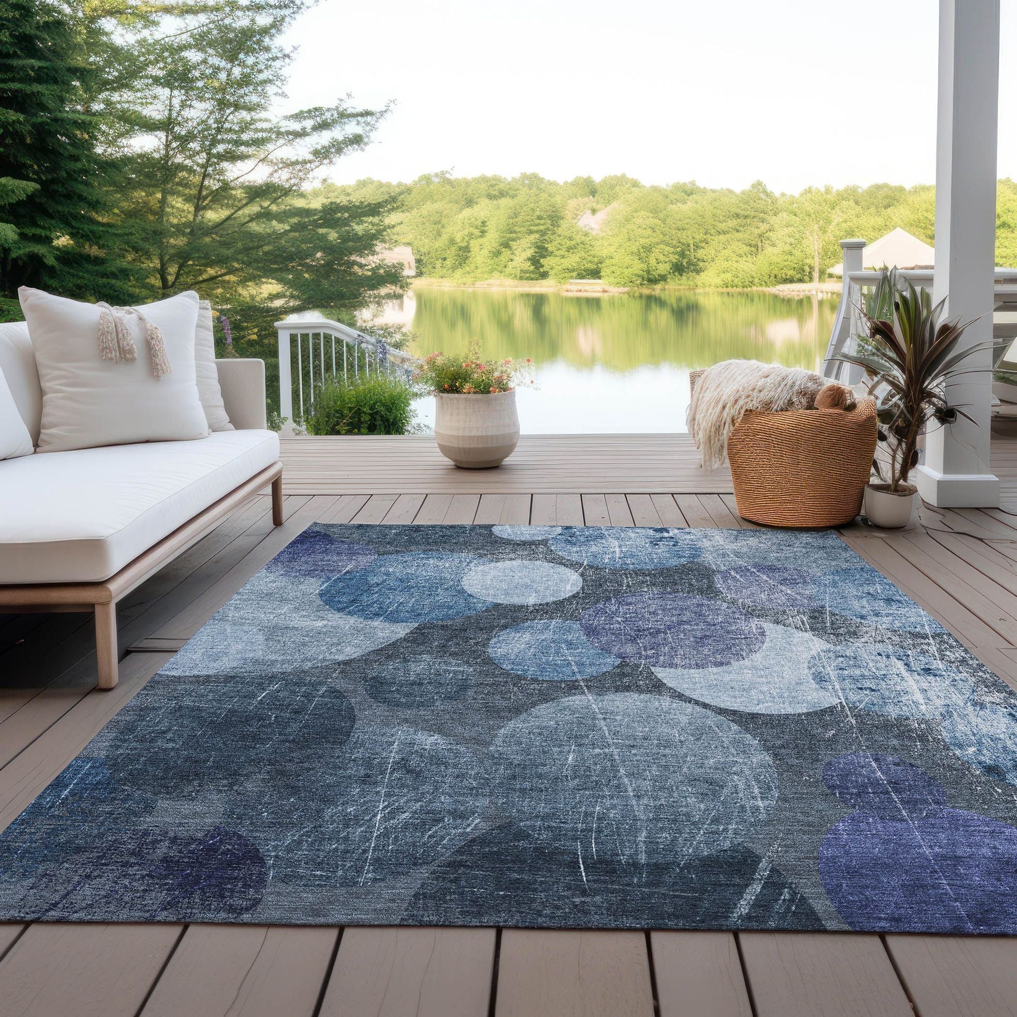 Machine Made ACN556 Blue Rugs