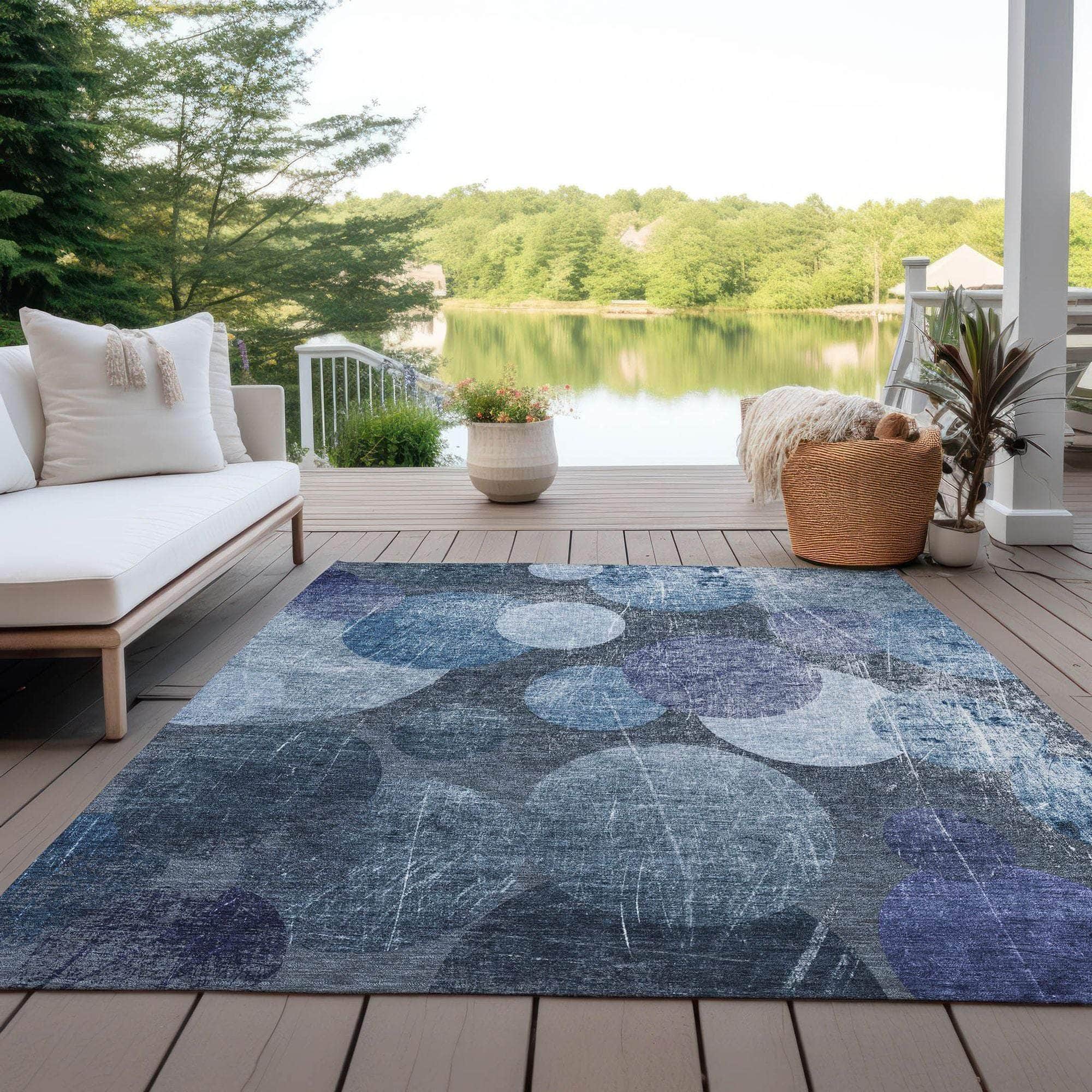 Machine Made ACN556 Blue Rugs