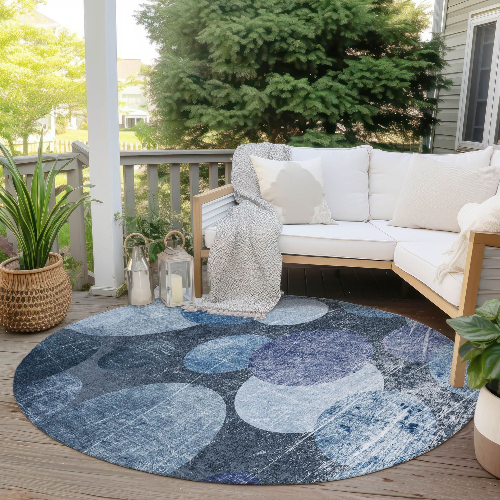 Machine Made ACN556 Blue Rugs