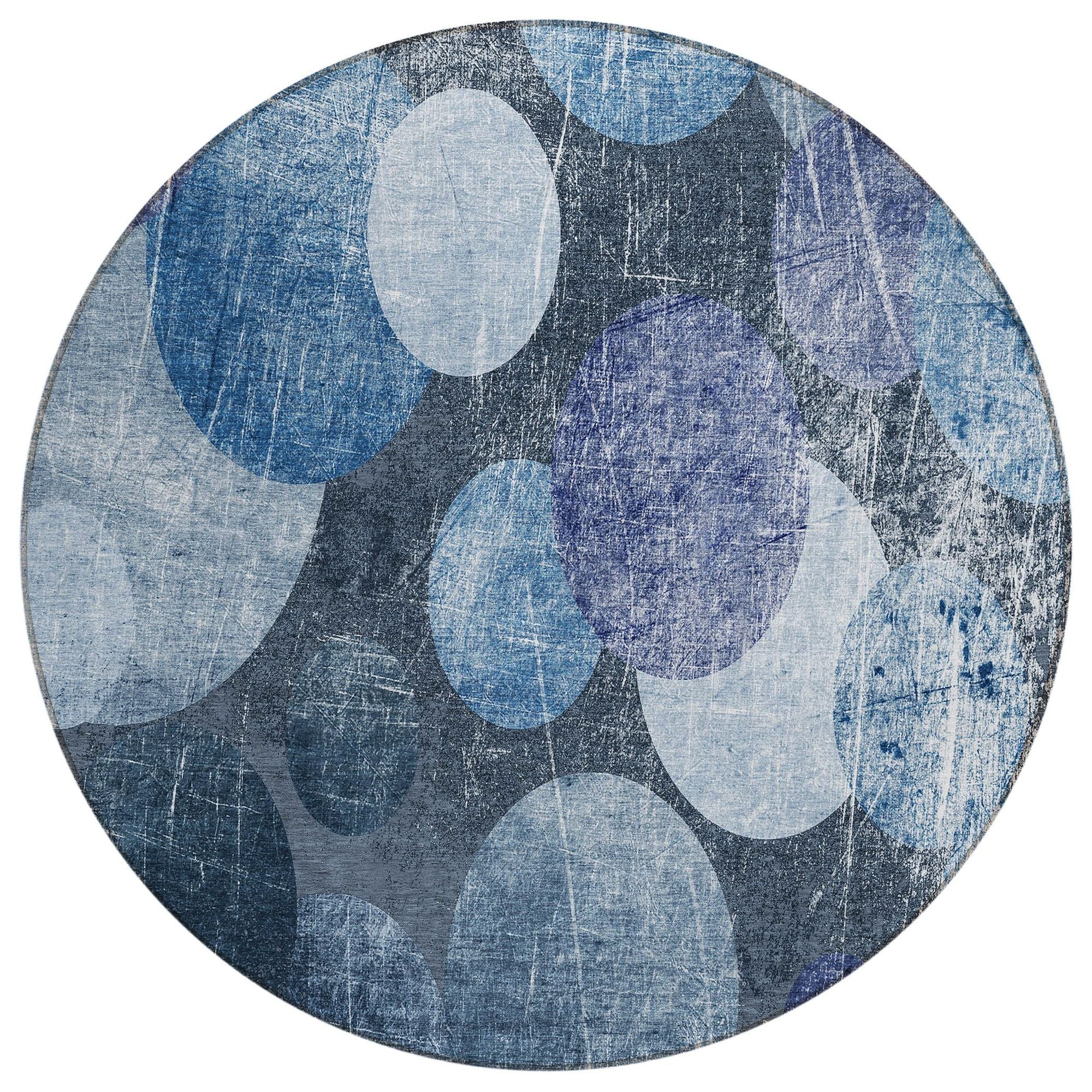 Machine Washable Blue Rug - Indoor / Outdoor - Kids / Pet Friendly Organic Print Rug