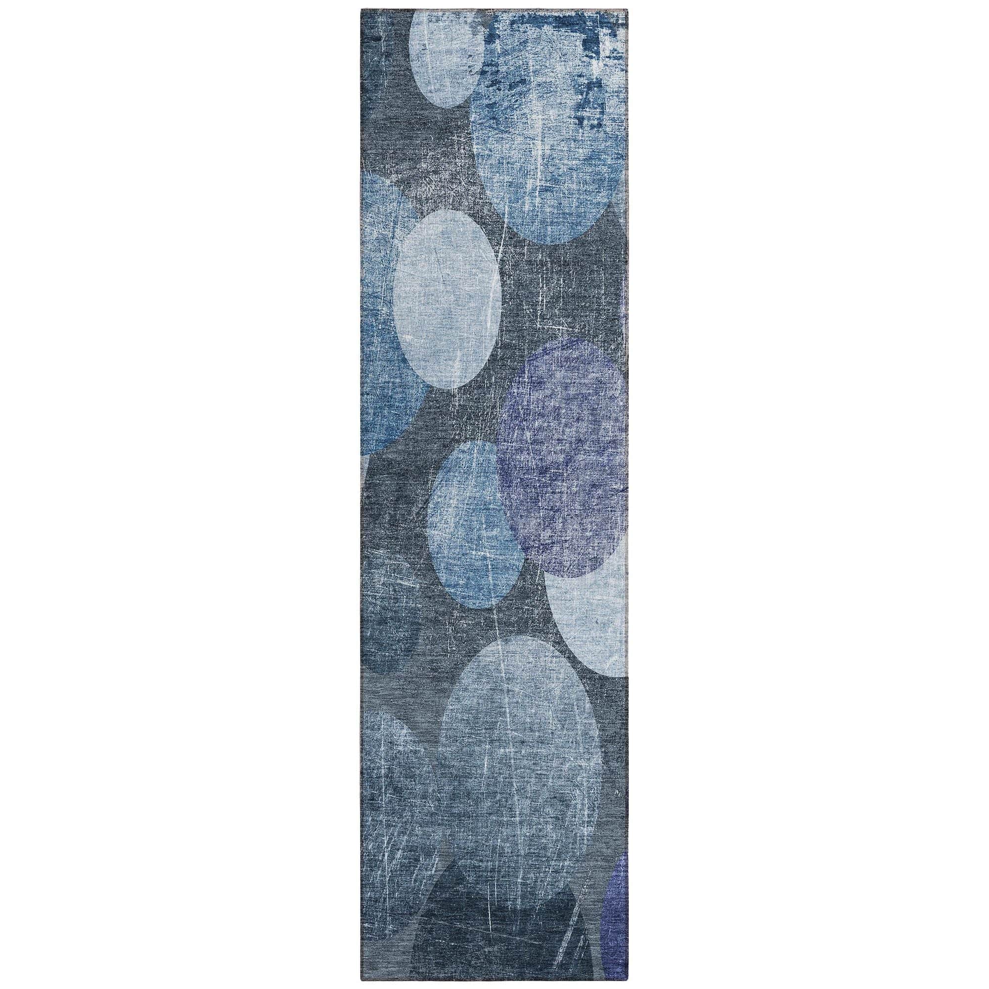Machine Washable Blue Rug - Indoor / Outdoor - Kids / Pet Friendly Organic Print Rug