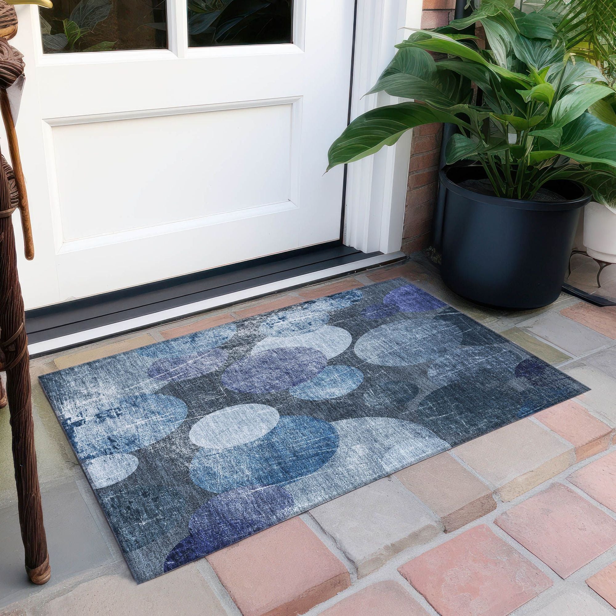 Machine Made ACN556 Blue Rugs