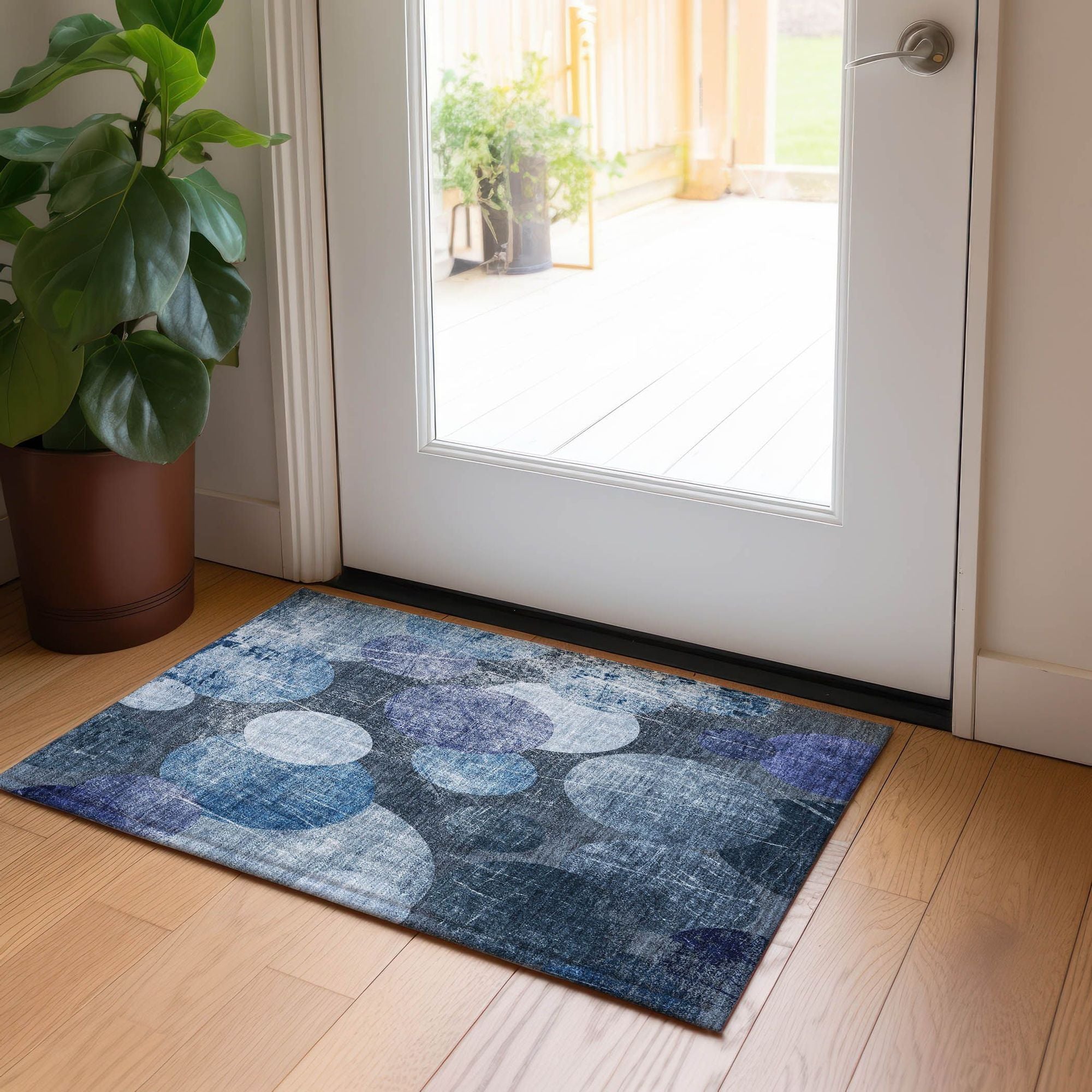 Machine Made ACN556 Blue Rugs