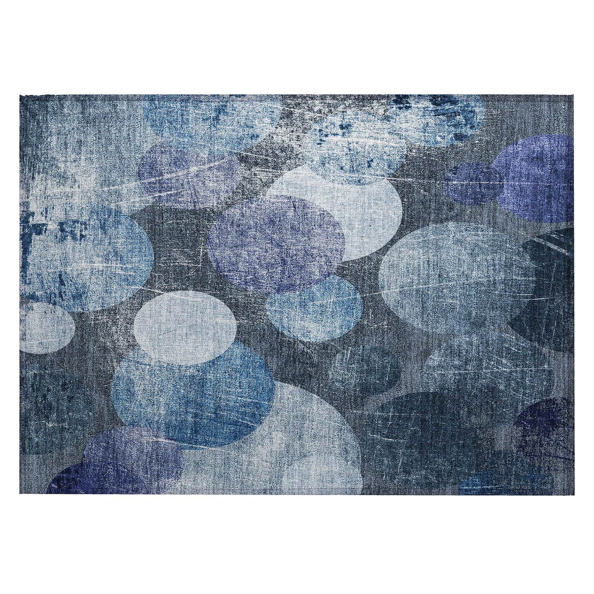 Machine Washable Blue Rug - Indoor / Outdoor - Kids / Pet Friendly Organic Print Rug