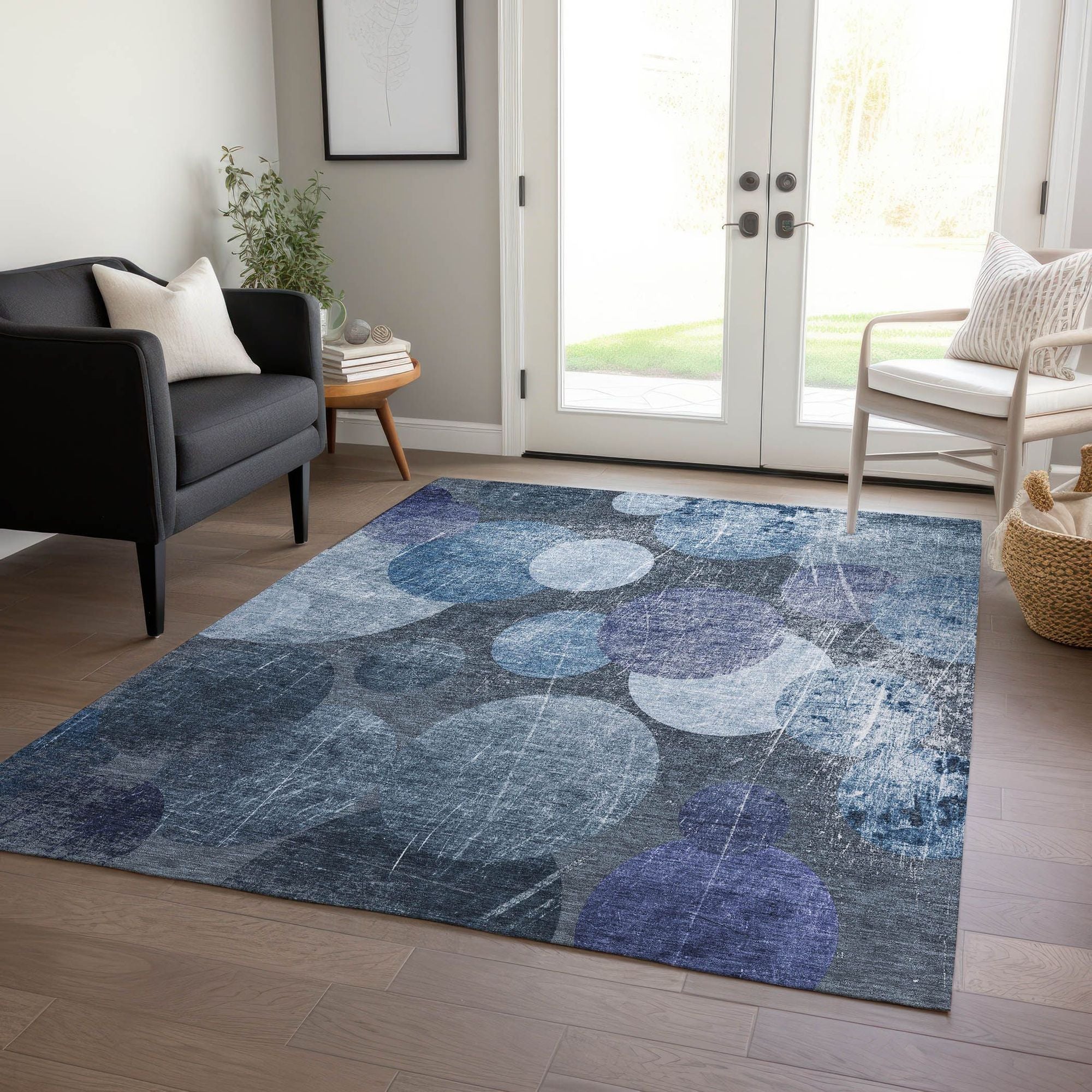 Machine Made ACN556 Blue Rugs