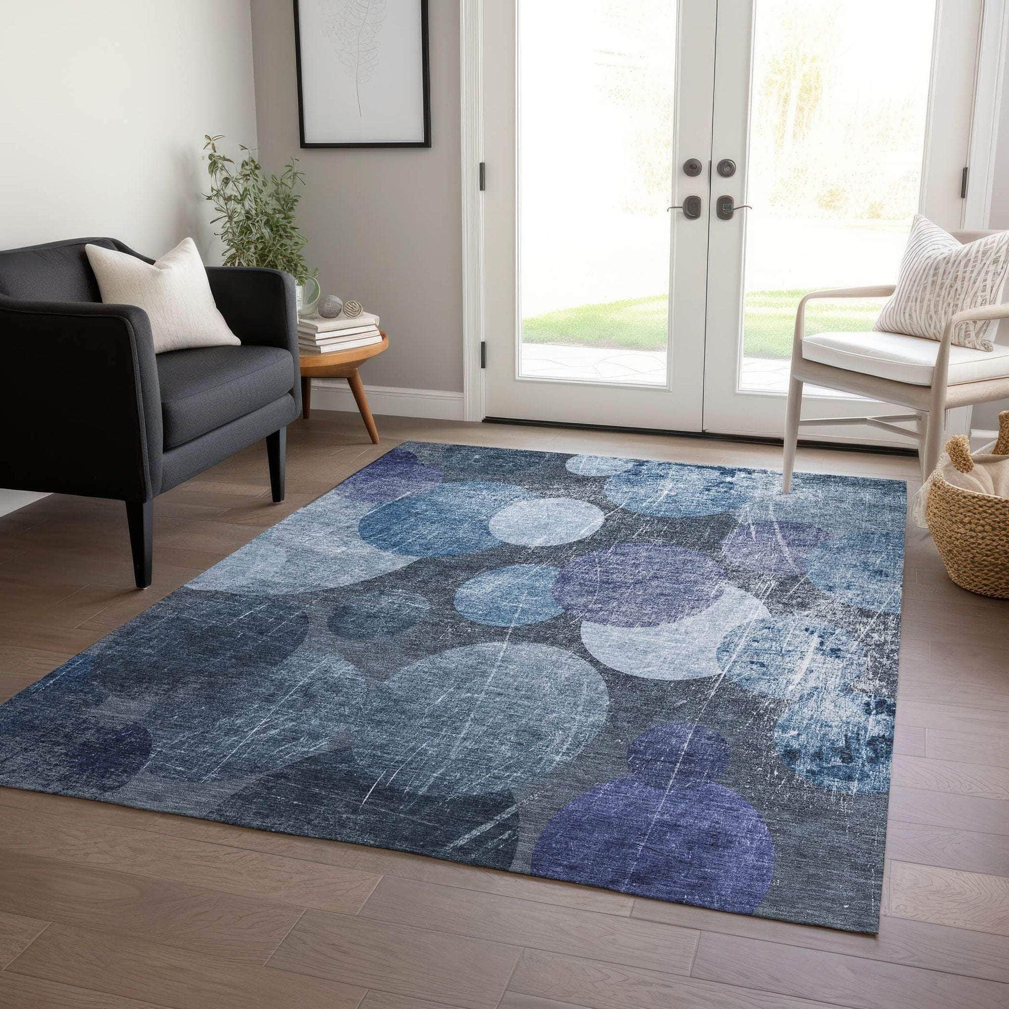 Machine Made ACN556 Blue Rugs