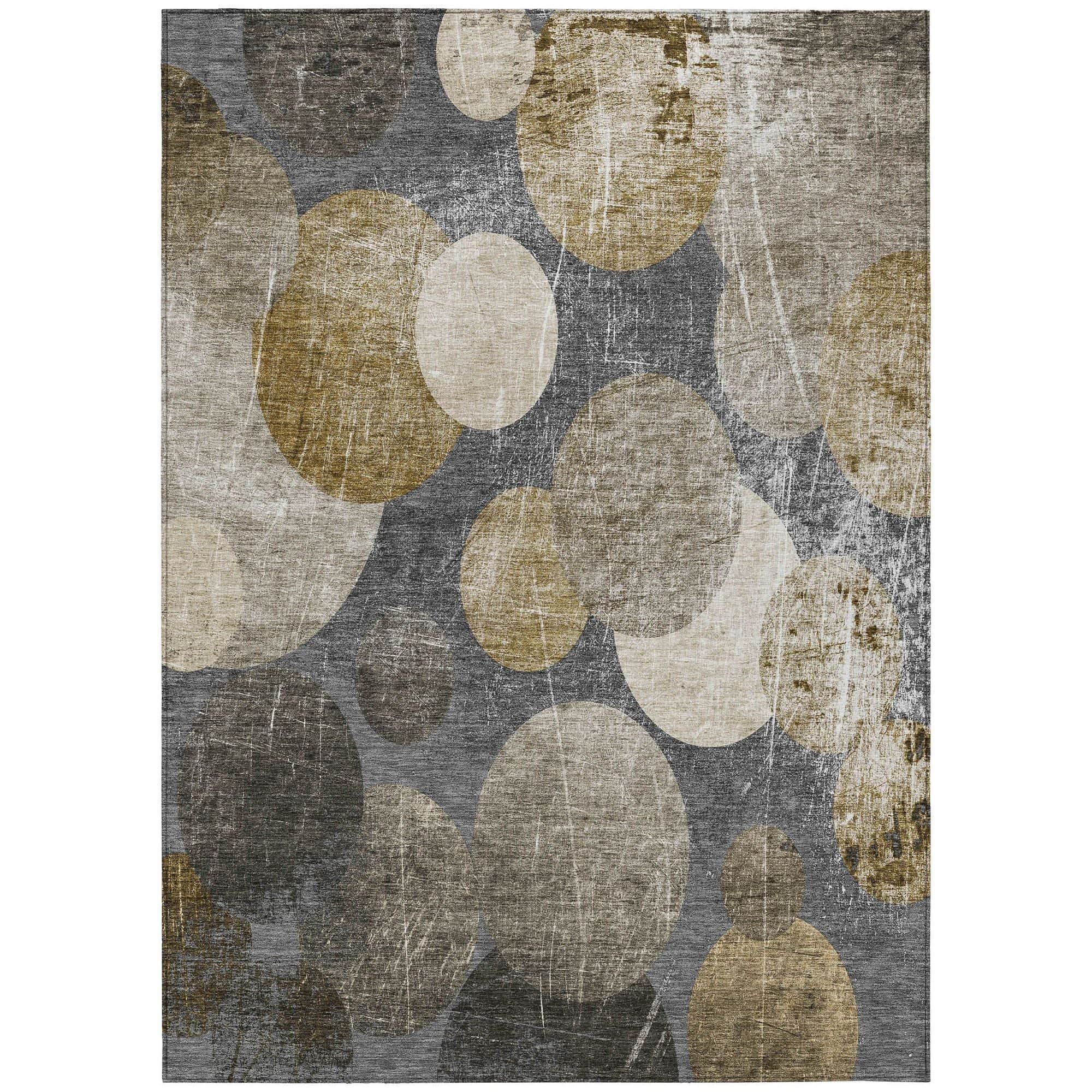 Machine Washable Brown Rug - Indoor / Outdoor - Kids / Pet Friendly Organic Print Rug